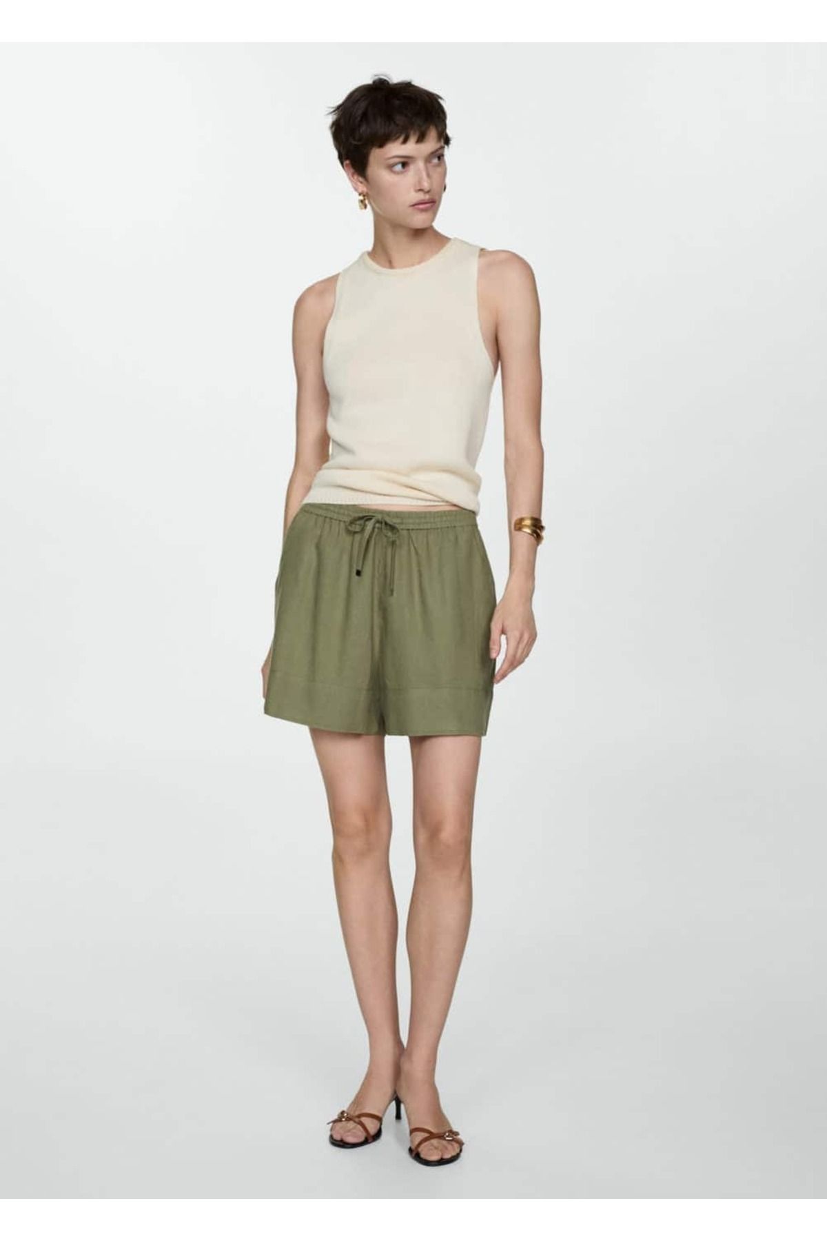 MANGO Woman-Draped Tie Detailed Shorts 2