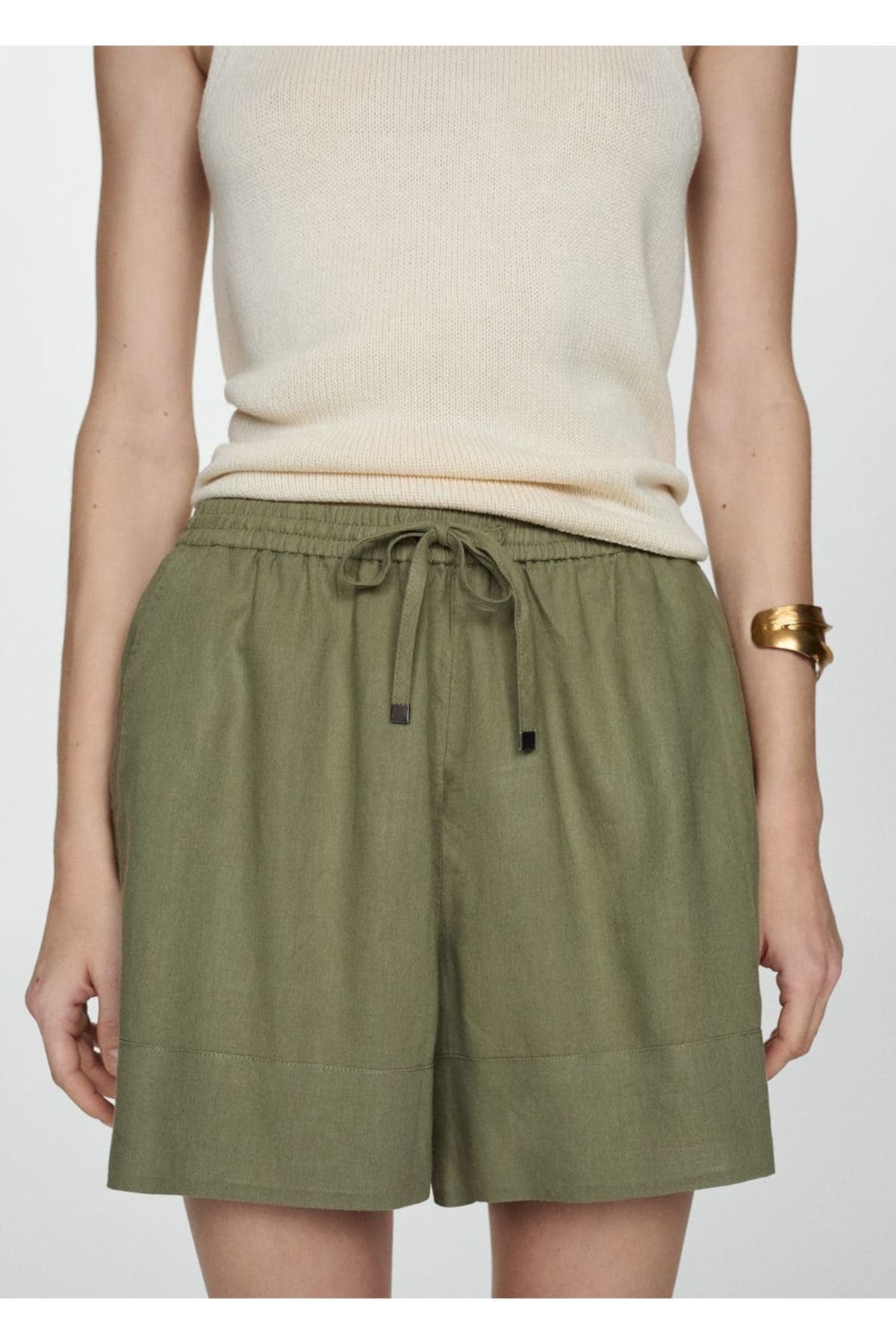 MANGO Woman-Draped Tie Detailed Shorts 1