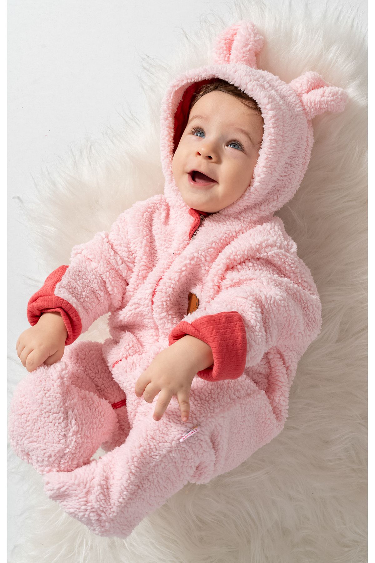 Baby Animals Welsoft Peluş Kuzu Fermuarlı Kışlık Unisex Kız Erkek Bebek Uyku Tulumu Bebek Tulumu Çocuk Tulumu