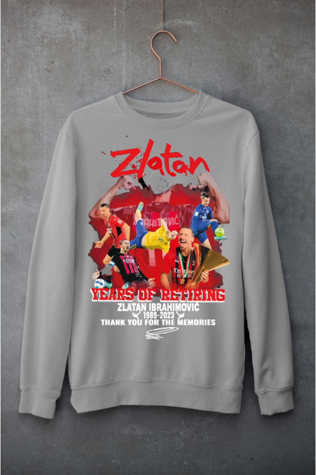 Biy Store Zlatan Ibrahimovic forma baskılı unisex bisiklet yaka spor sweatshirt