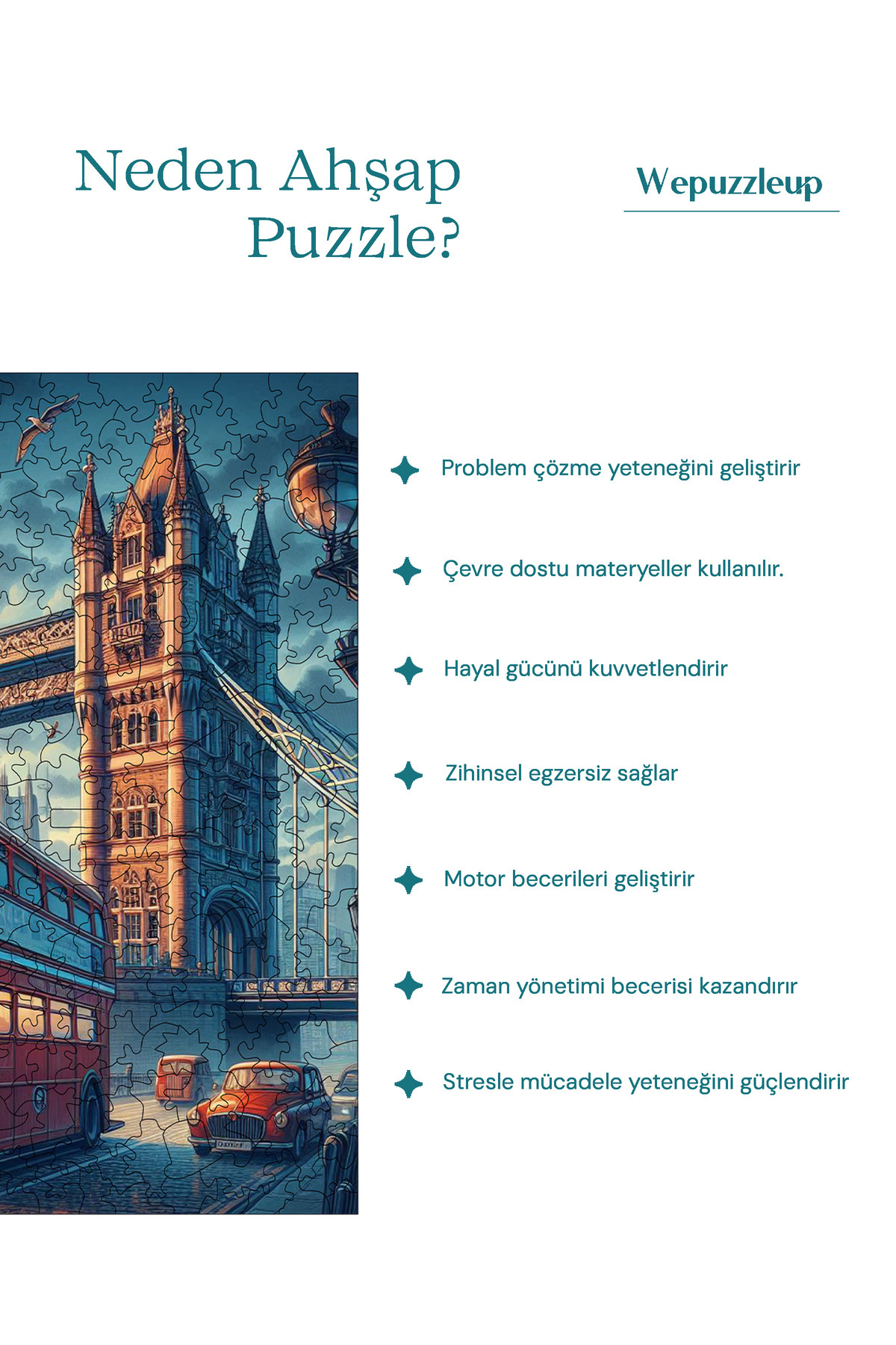 Pinecone-London Wooden Puzzle - 353 Piece Jigsaw Puzzle, Unique Foil, 29X29 cm Length S1-19 7