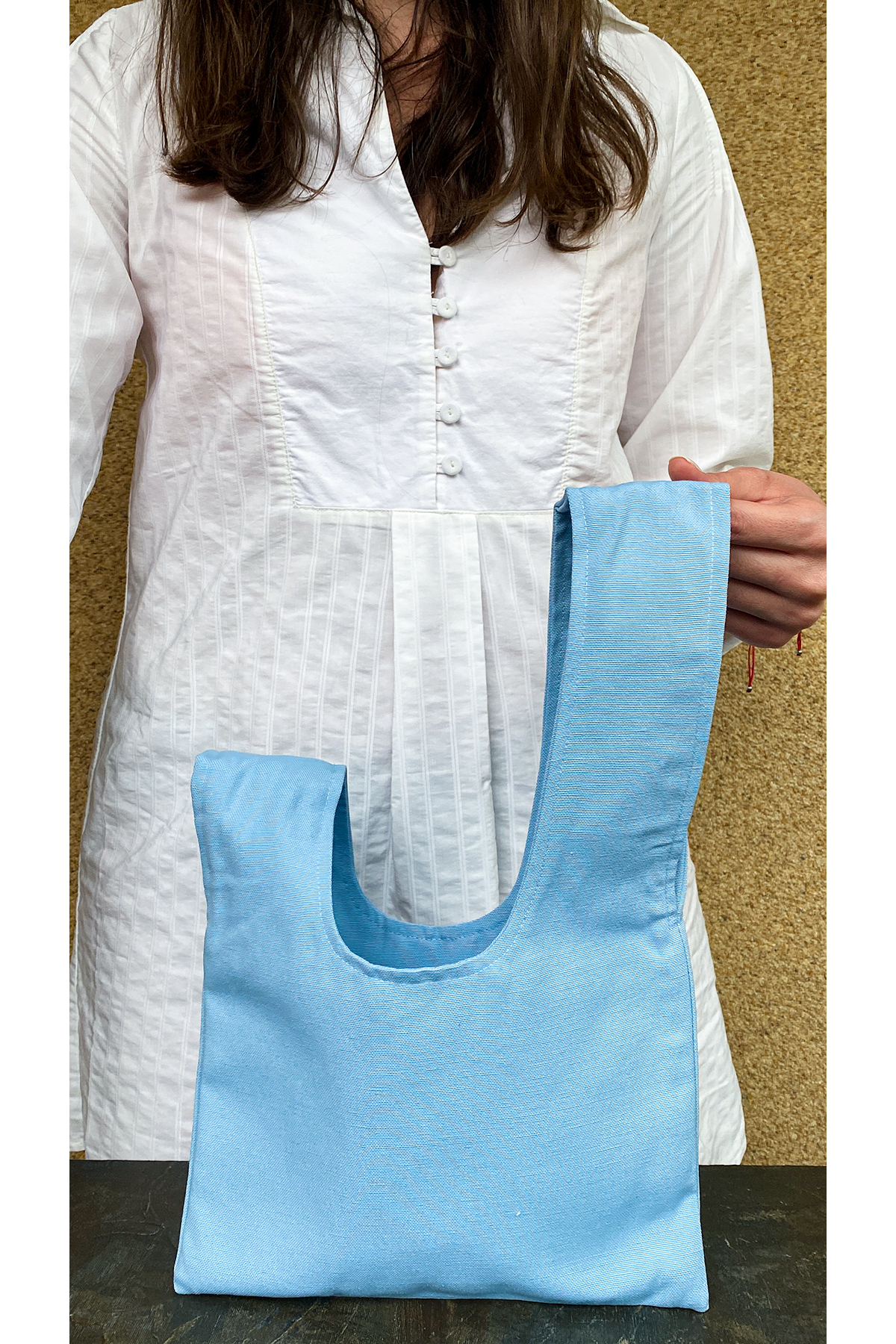 Anı Home Japon Düğümü Bebek Mavisi Duck Kumaş Clutch Çanta görsel 2
