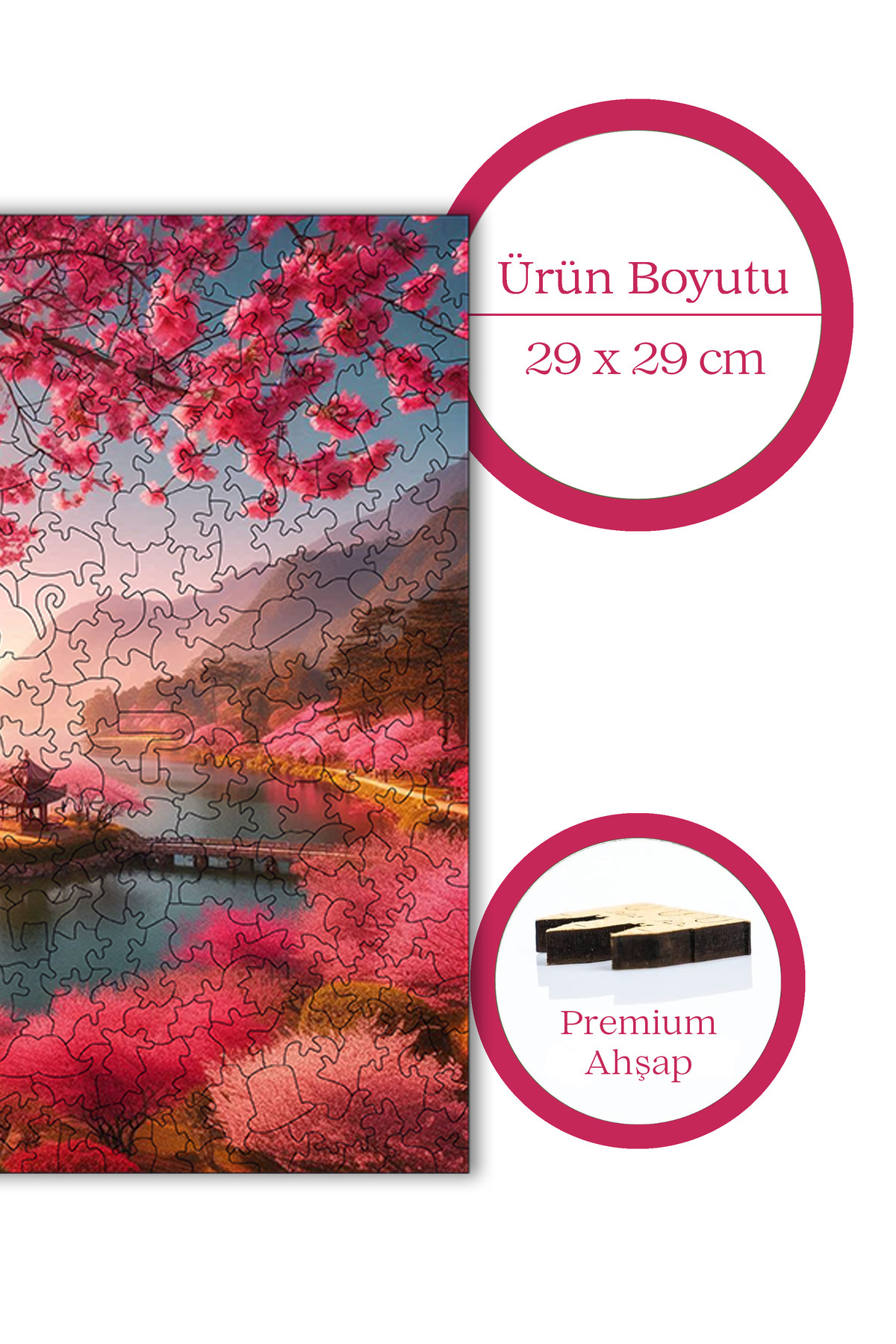 Pinecone-Cherry Blossom Dream - Unique Piece Wooden Puzzle Jigsaw Puzzle 353 Pieces 29X29 cm S1-26 5