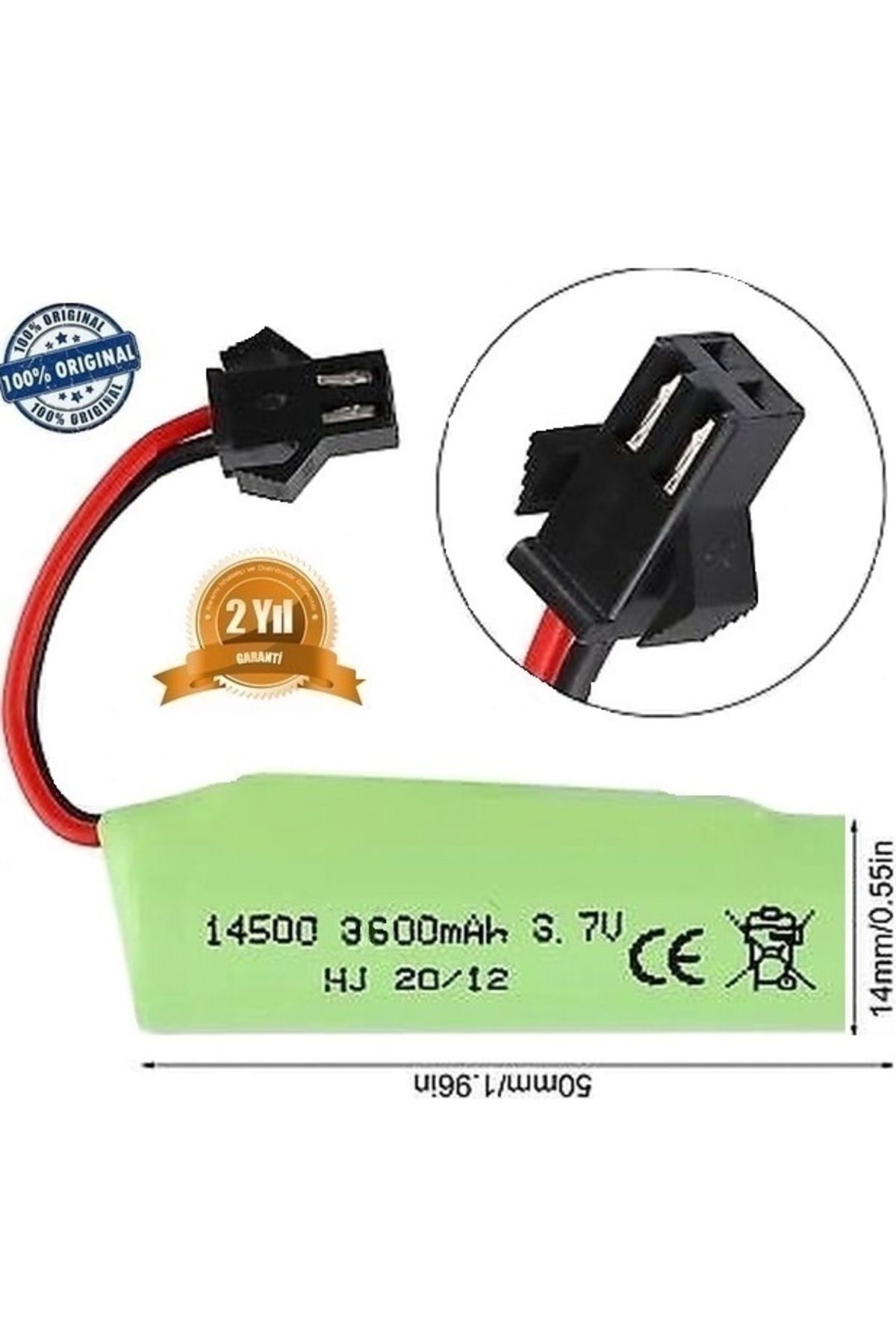 Day 3600 Mah Li-on 3.7v Siyah Soket Drone Pili Oyuncak Araba Pili 14500