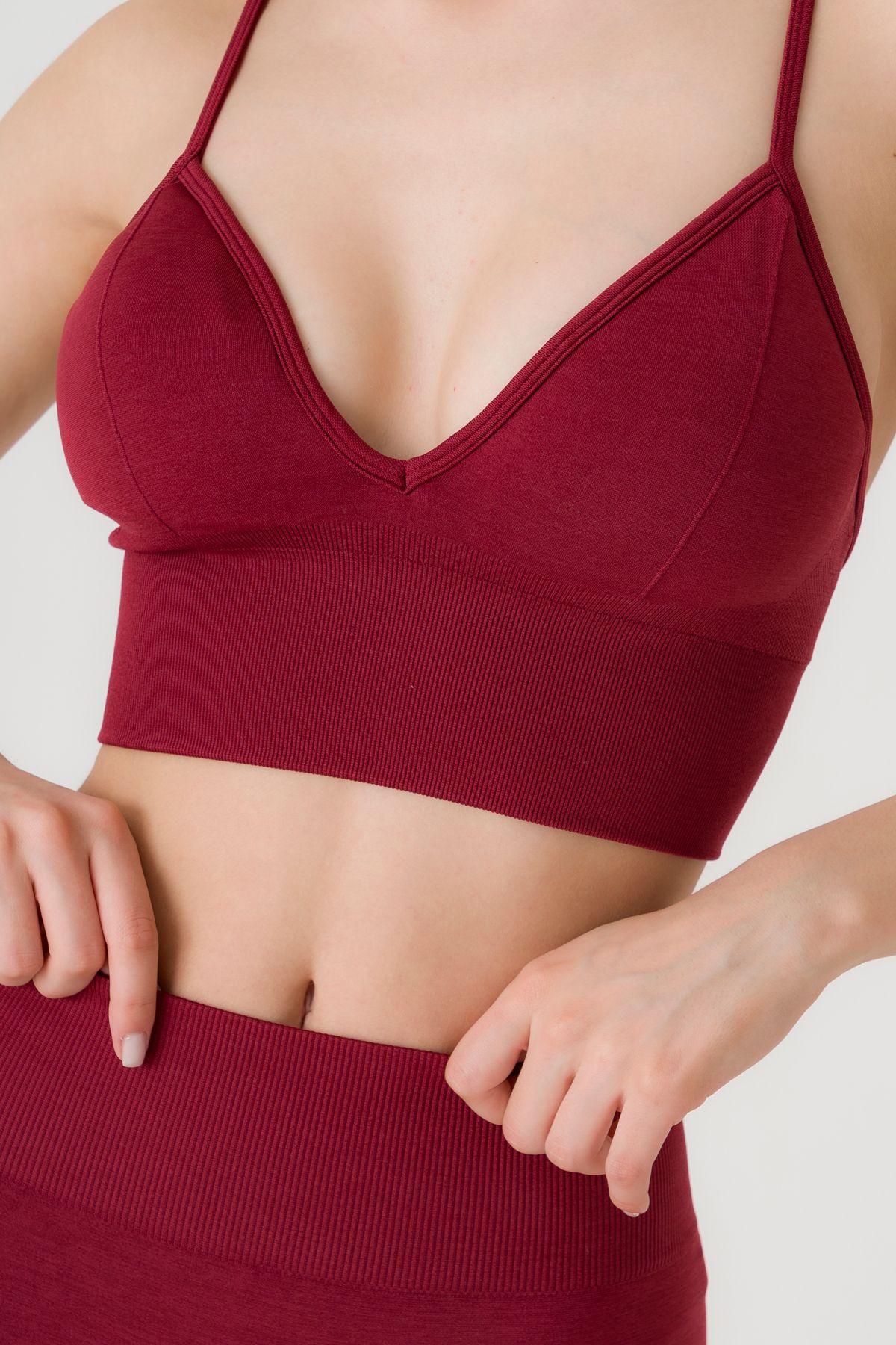 MODA askılı dikişsiz (seamless) göğüs kaldırma toparlayıcı kadın spor crop top bra sütyen