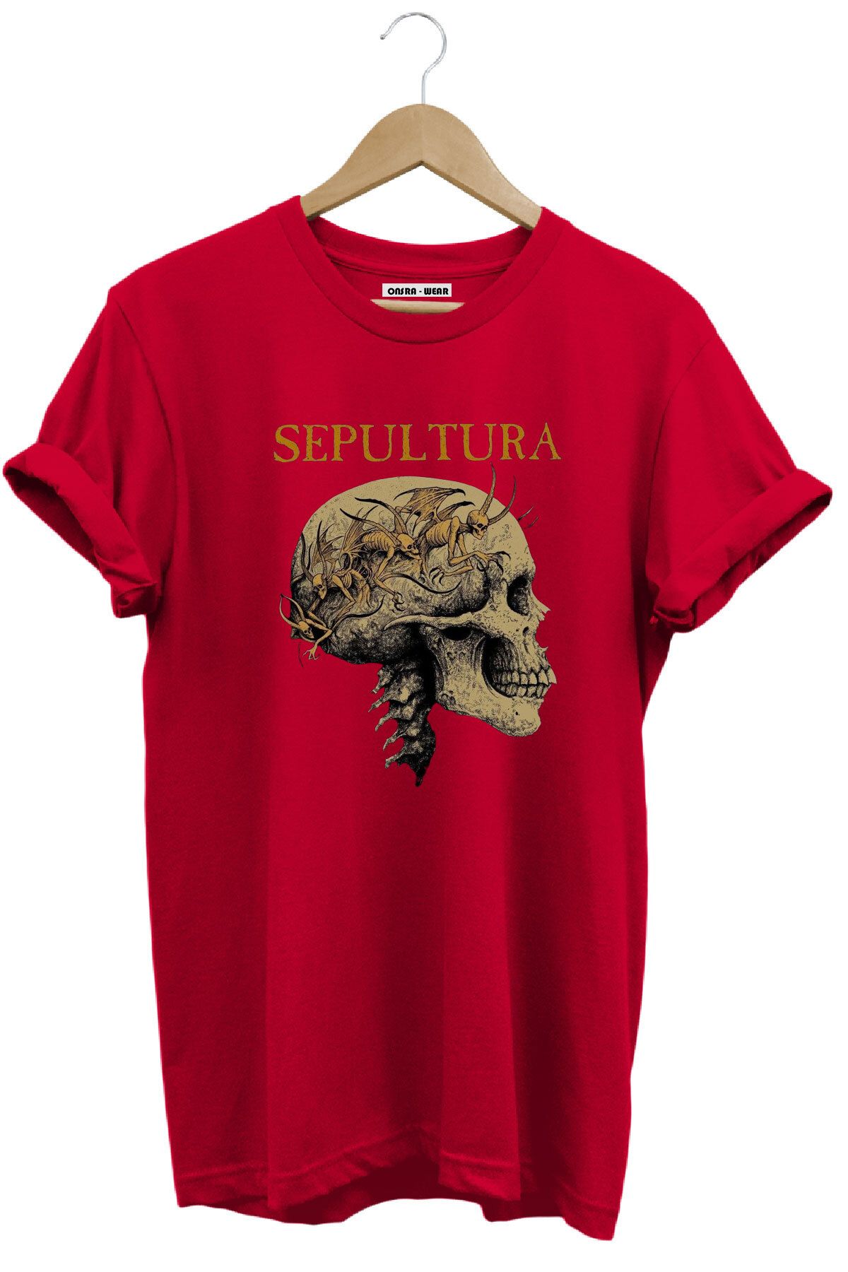 MODA Thrash Metal Sepultura Kuru Kafa Baskılı %100 Pamuk Regular Fit T-Shirt