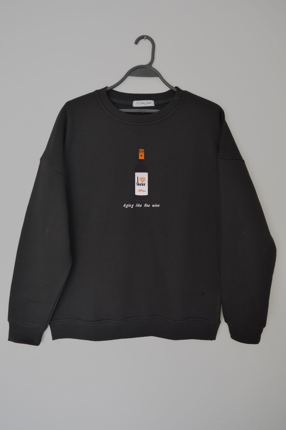 EldenStitch Merlot Nakış İşlemeli Unisex Oversize Sweatshirt