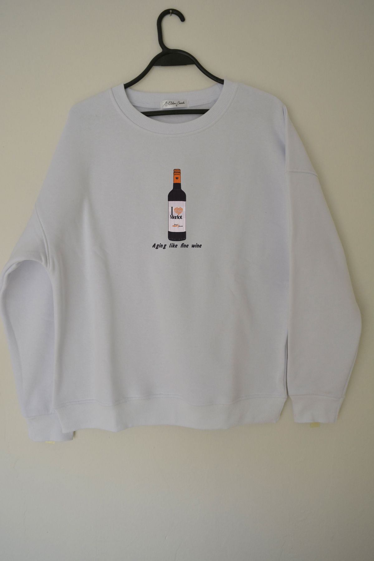 EldenStitch Merlot Nakış İşlemeli Unisex Oversize Sweatshirt