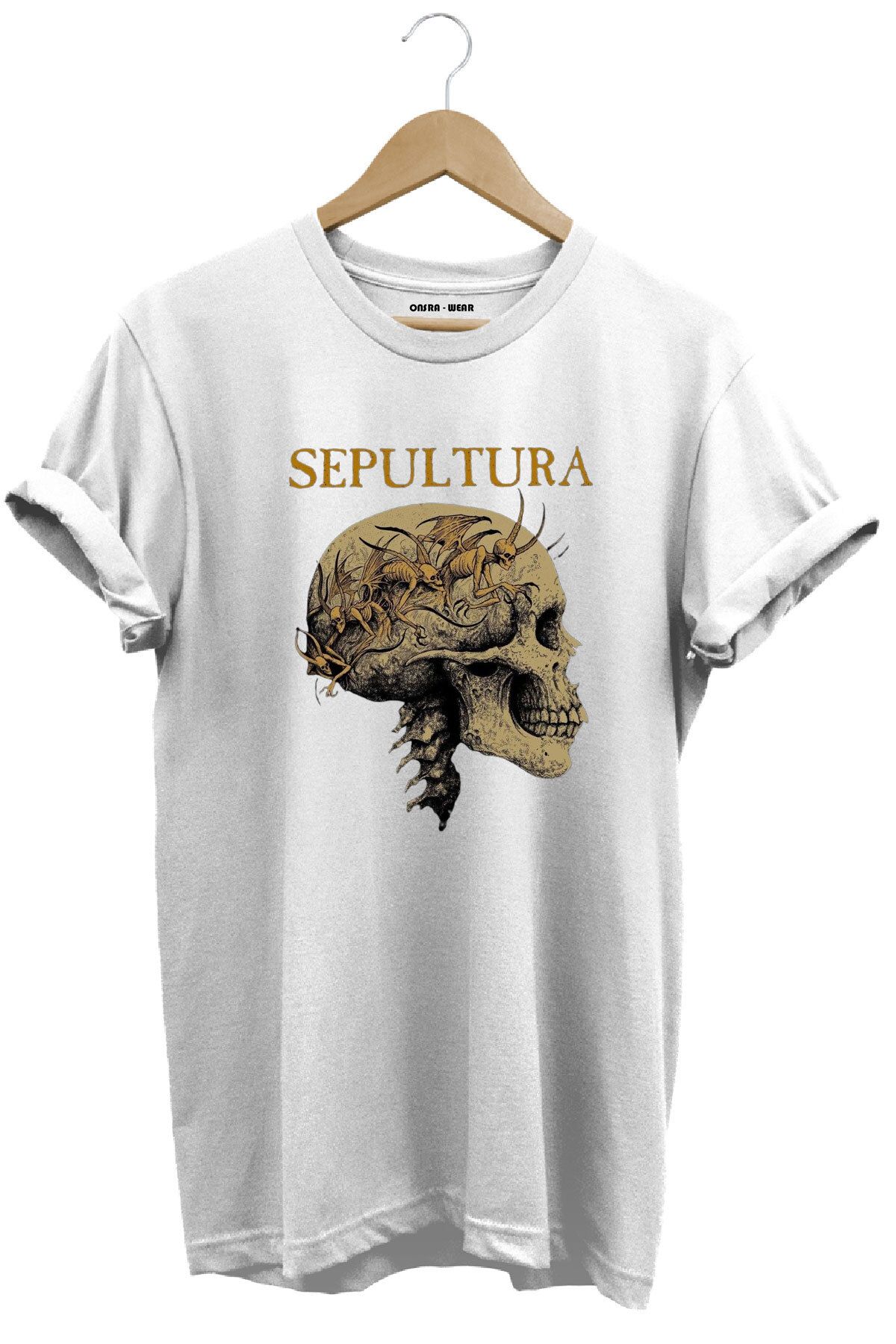 MODA Thrash Metal Sepultura Kuru Kafa Baskılı %100 Pamuk Regular Fit T-Shirt