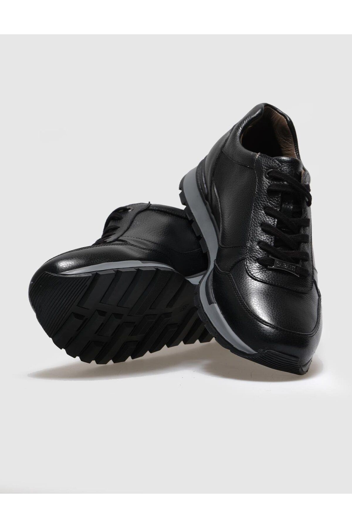 Cabani-Genuine Leather Black Lace-Up Men's Sports Shoes 4