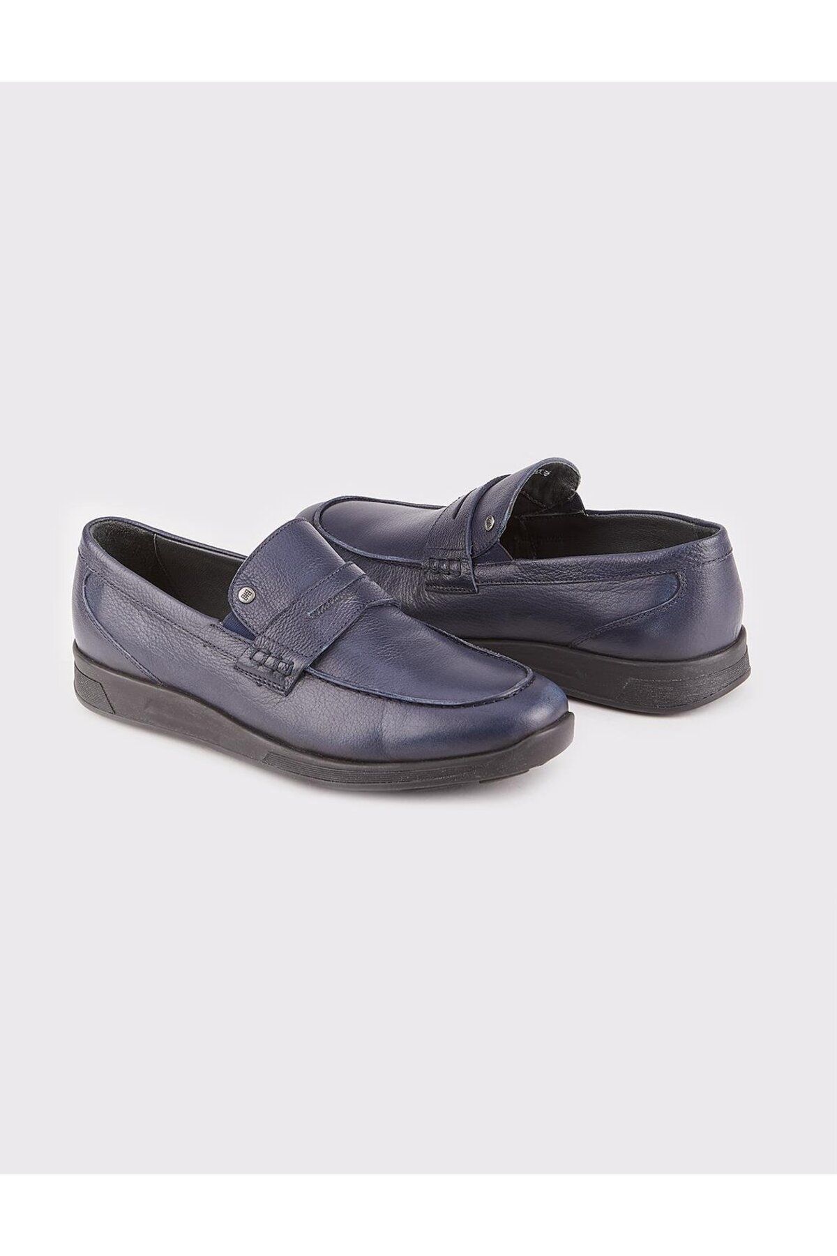 Cabani-Navy Blue Genuine Leather Men's Casual Shoes 4