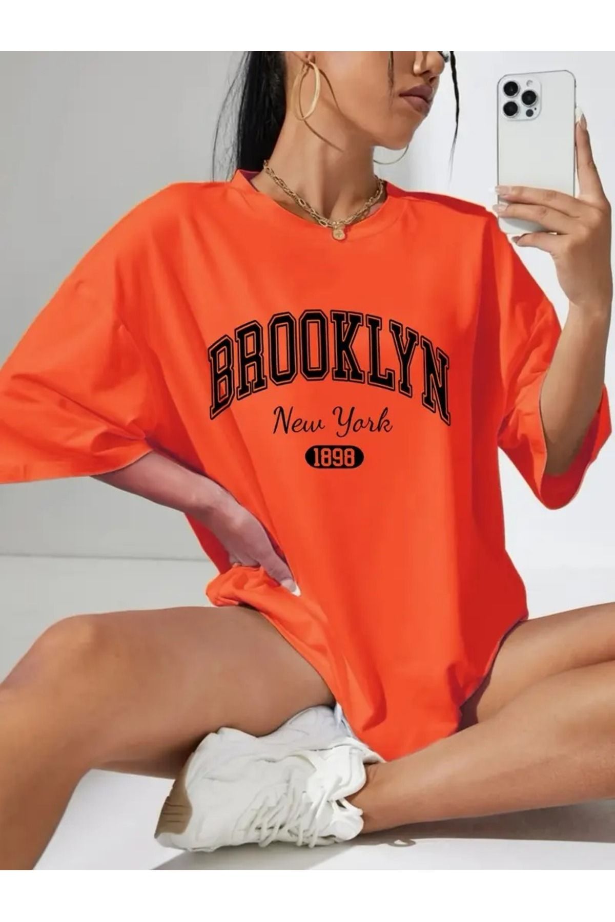 WOODROFFE Kadın Brooklyn Baskılı T-shirt Oversize Salaş