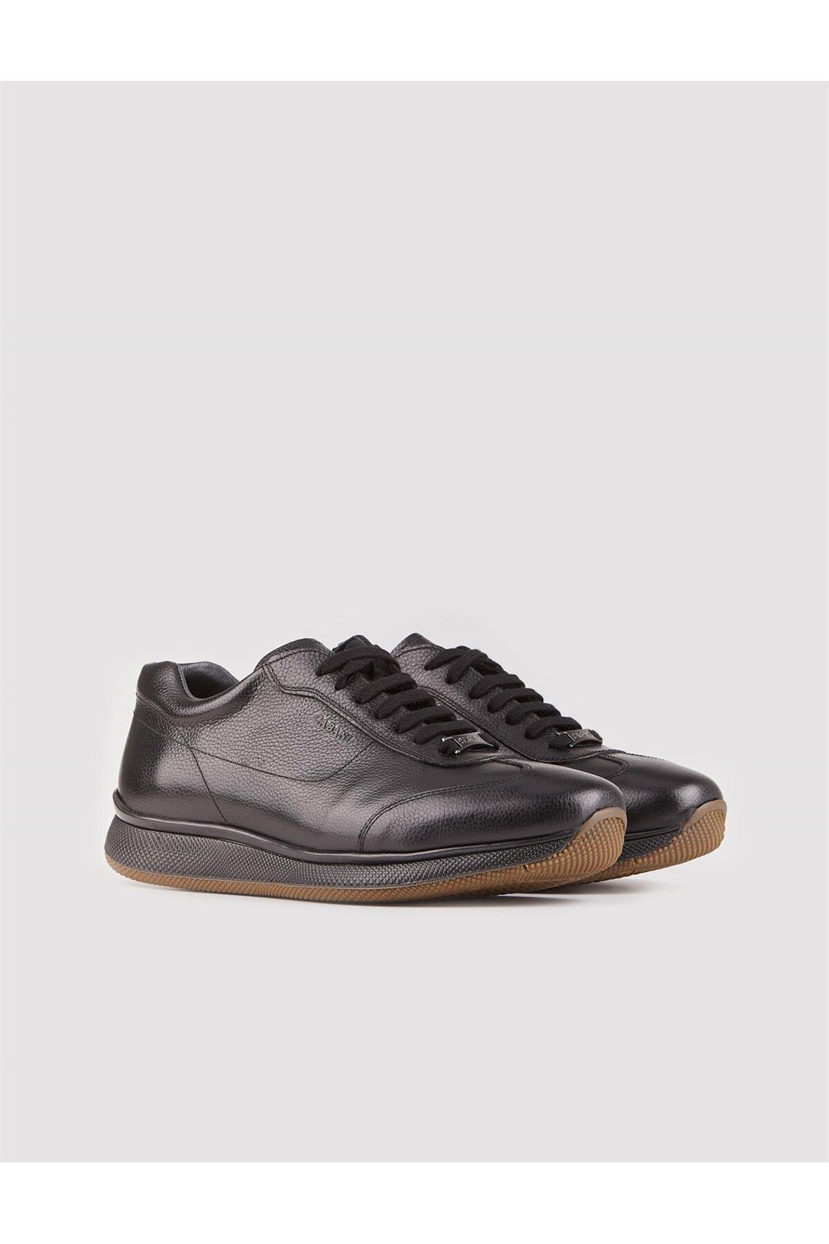 Cabani-Genuine Leather Black Lace-Up Men's Casual Sports Sneakers 2