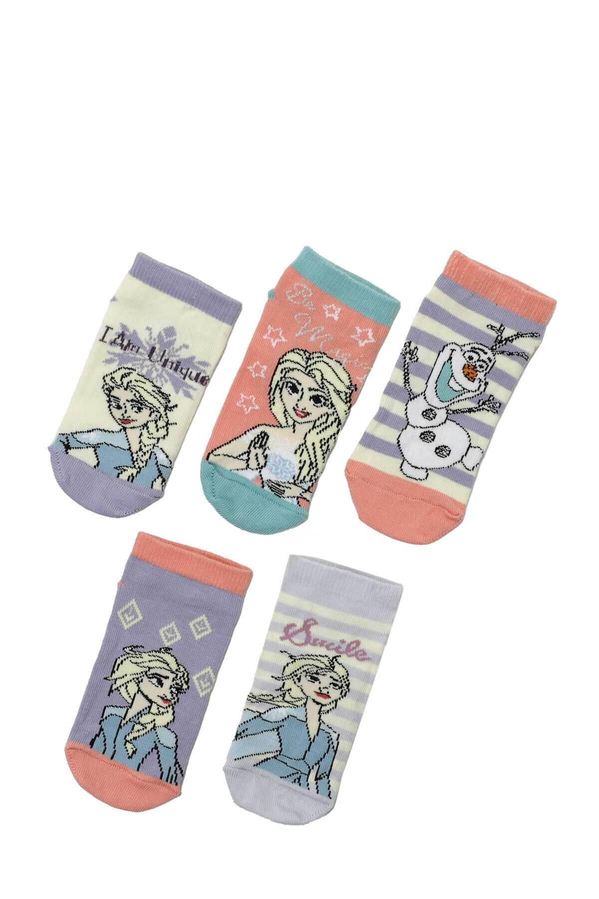 Frozen-5 Li Ptk-G 4Fx Multicolored Girls' 5-Piece Booties Socks 1