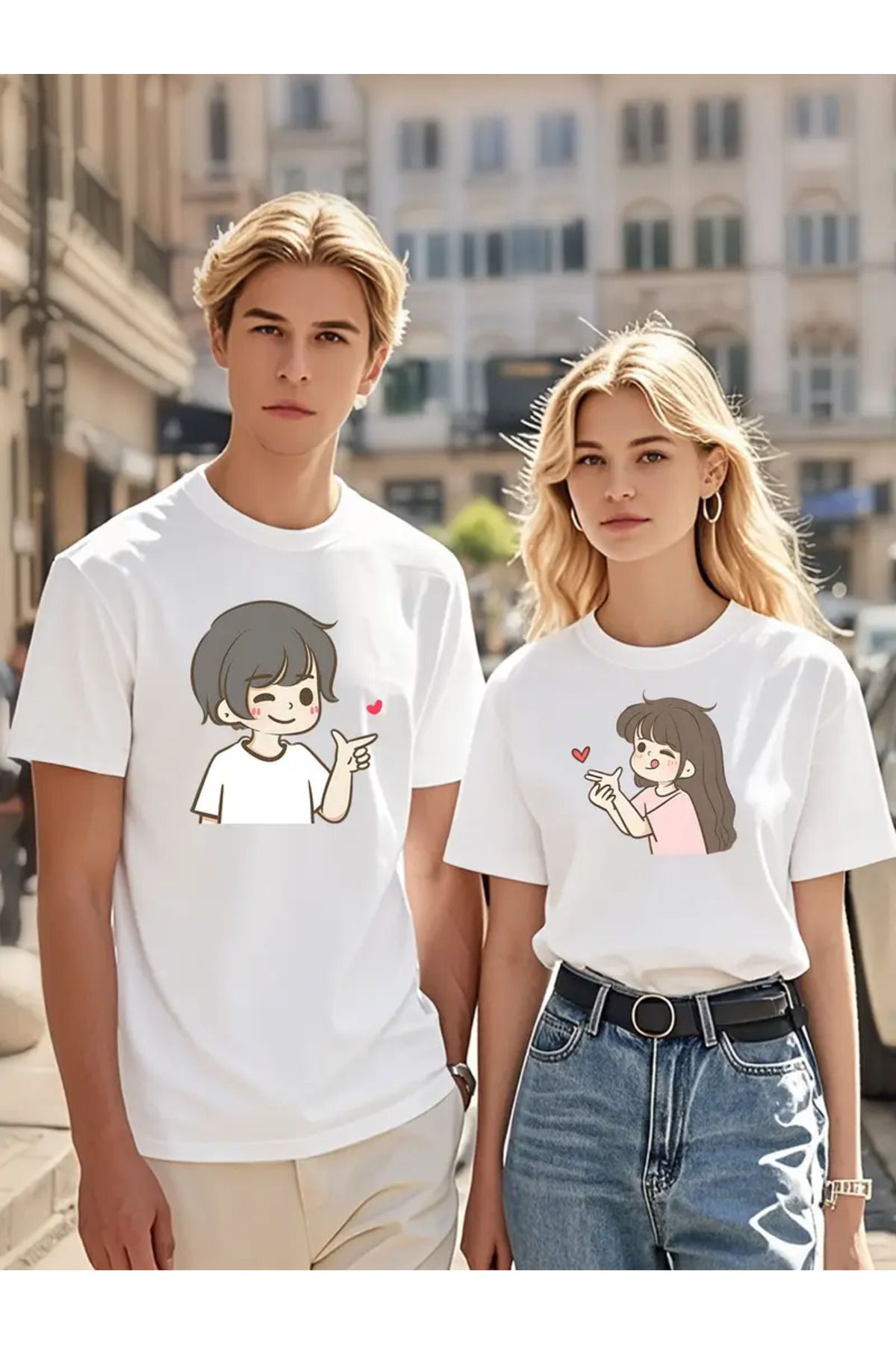 LEIVOR Anime Tasarım Sevgili Çift Kombini Unisex T- Shirt