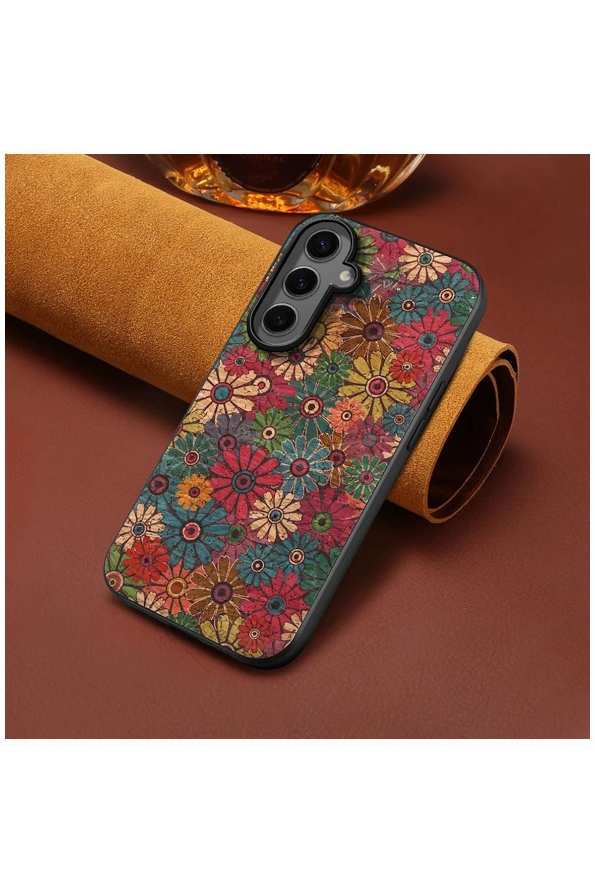 Zebana Samsung Galaxy S24 Plus Uyumlu Kılıf Zebana Vintage Kumaş Kılıf Desen 1