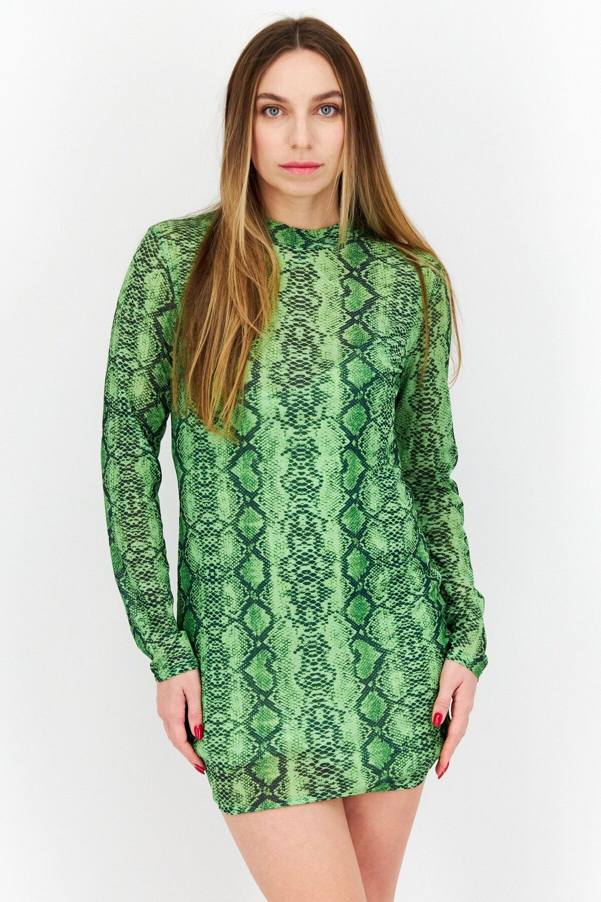 BB Dakota by Steve Madden-Women Snake Skin Mini Casual Dress, Neon Green 2