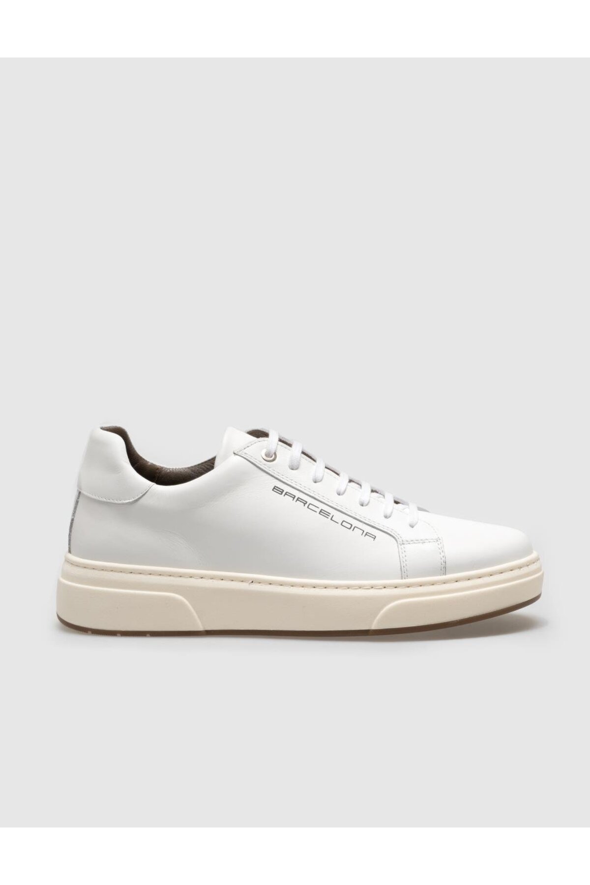 Genuine Leather White Lace-Up Men's Sports Shoes