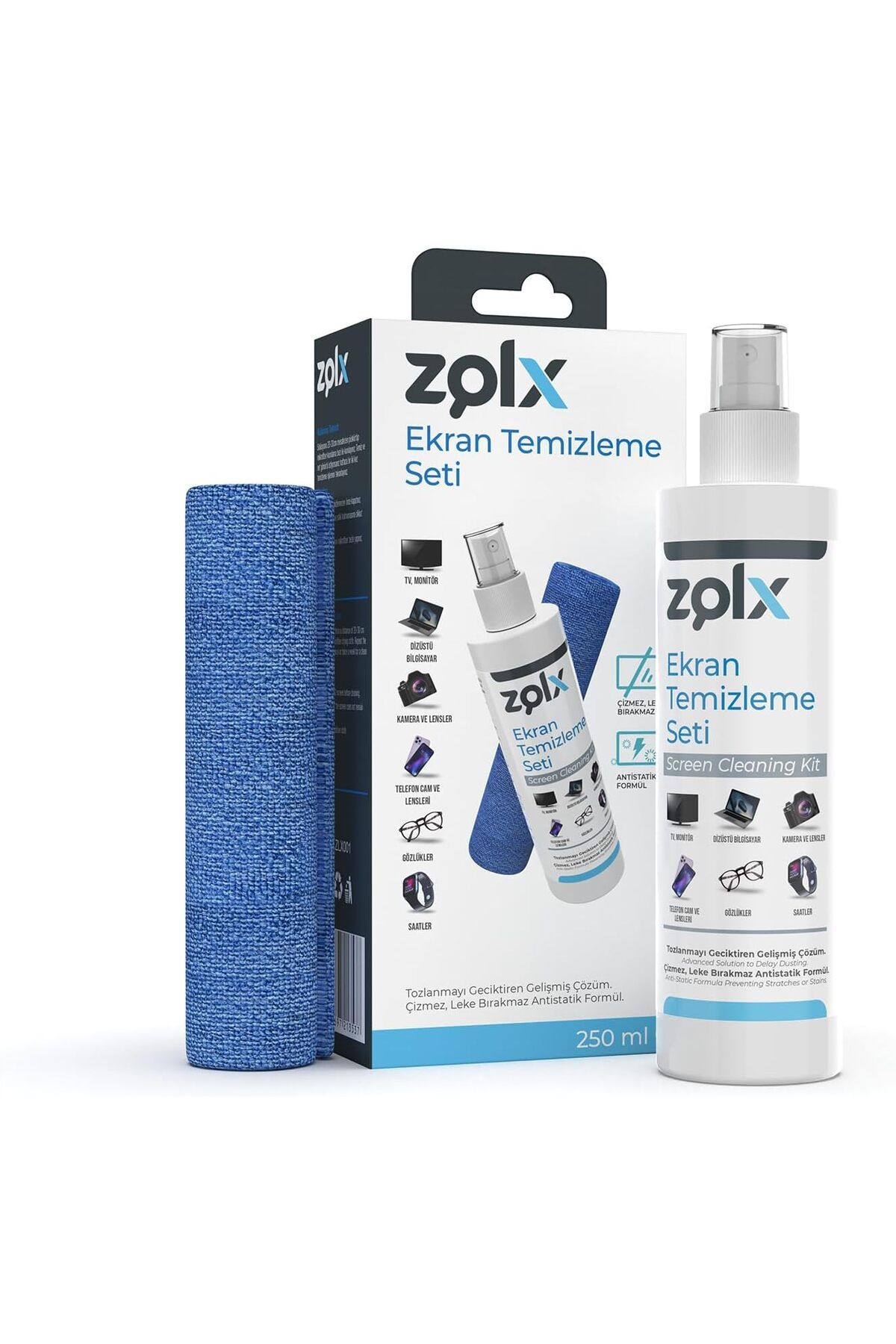 STOREMAX dlshop Ekran Temizleme Seti 250ML + Temizleme Bezi Lcd, Led, Ekran, Laptop, Tablet, Bilgisayar, Tele
