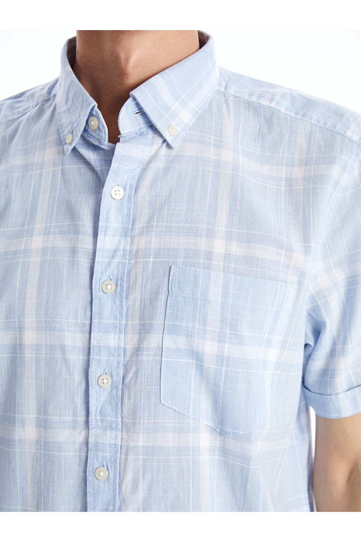LC Waikiki-Regular Fit Short Sleeve Plaid Poplin Men's Shirt 3