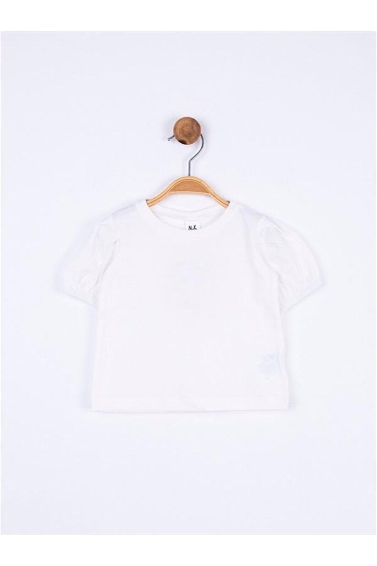 NK Kız Bebek Pamuklu Kısa Kol Kol Büzgülü Basic Tshirt fotoğrafı 2 (önizleme)