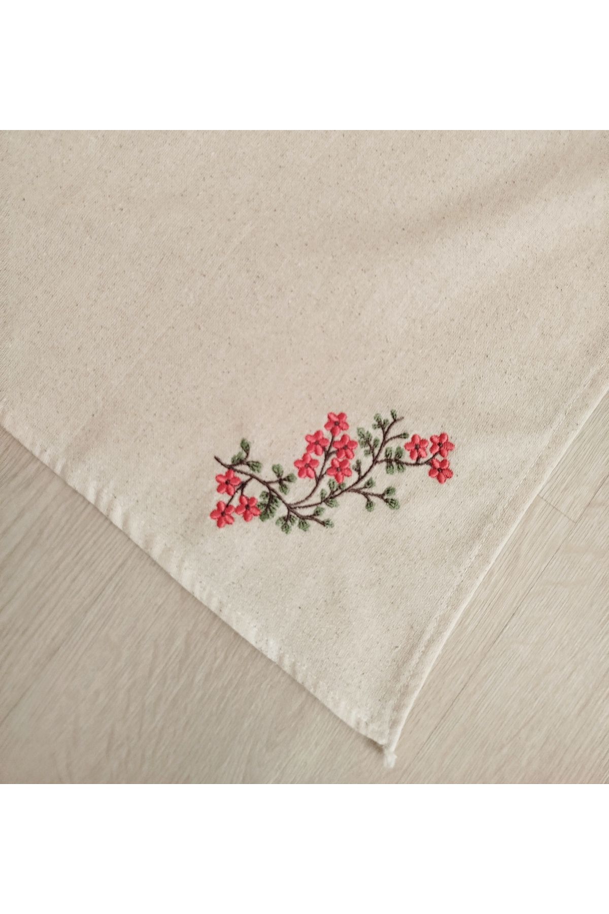 denizli hatırası-Buldan Raw Linen Authentic Soft Embroidered 115X115 cm Tablecloth 5