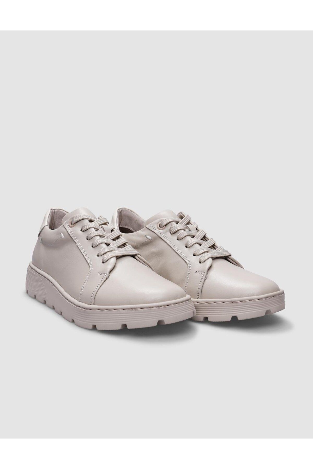 Cabani-Pantofi sport de damă 100% piele naturală ecru 2