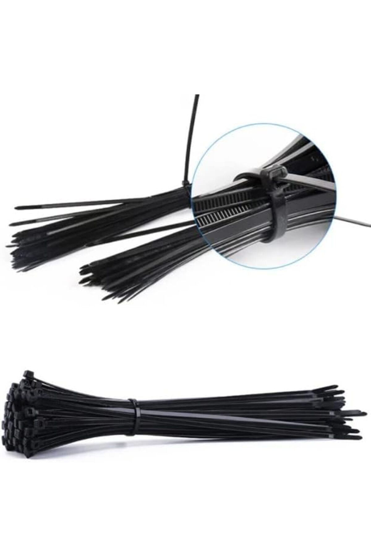 MCreative Çetsan 4,8x300 Siyah 30cm Kablo Bağı Plastik Cırt Kelepçe Toplayıcı-100 Adet