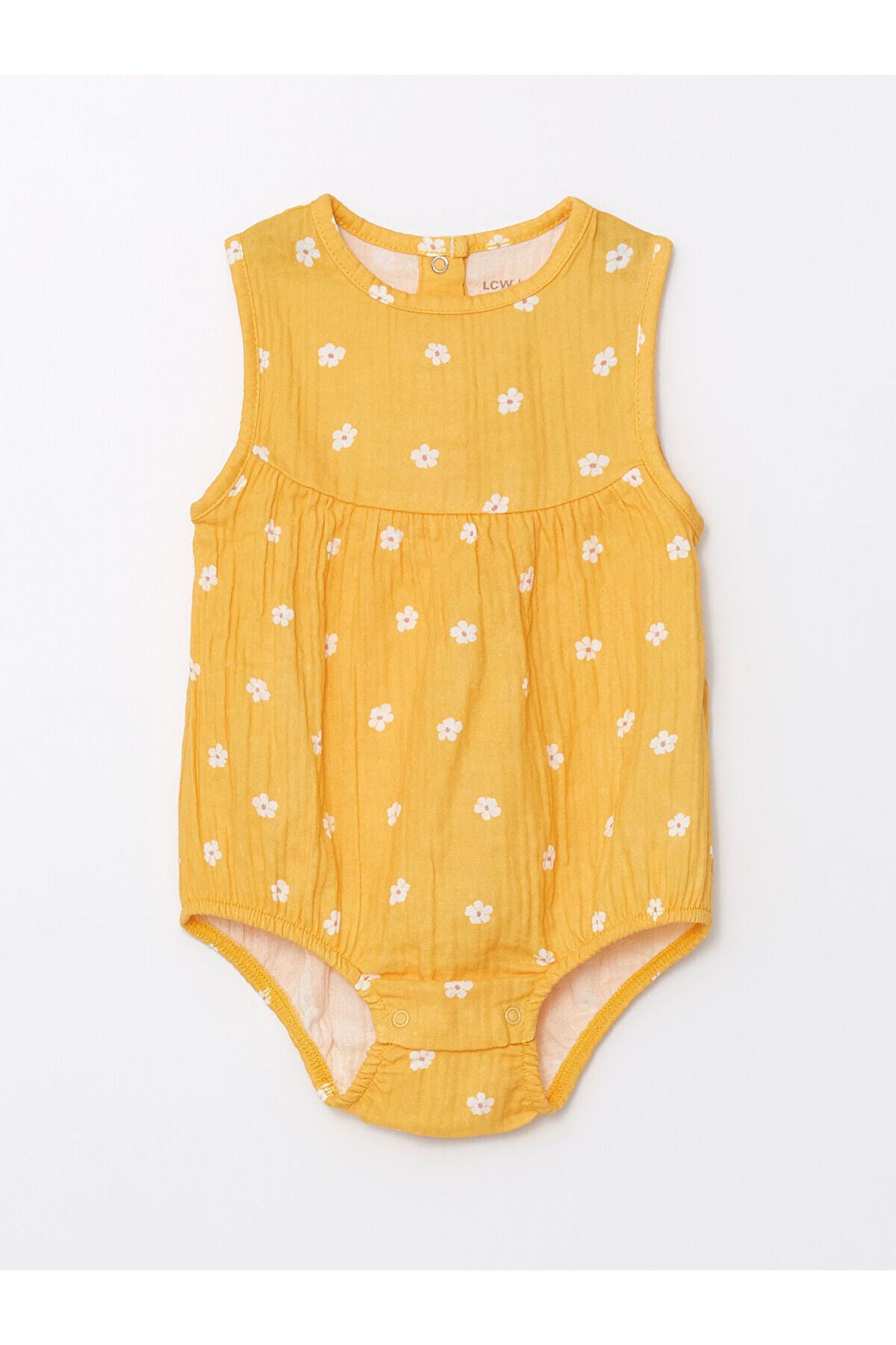 LC Waikiki Bisiklet Yaka Kısa Kollu Çicekli Çıtçıtlı Bodysuit