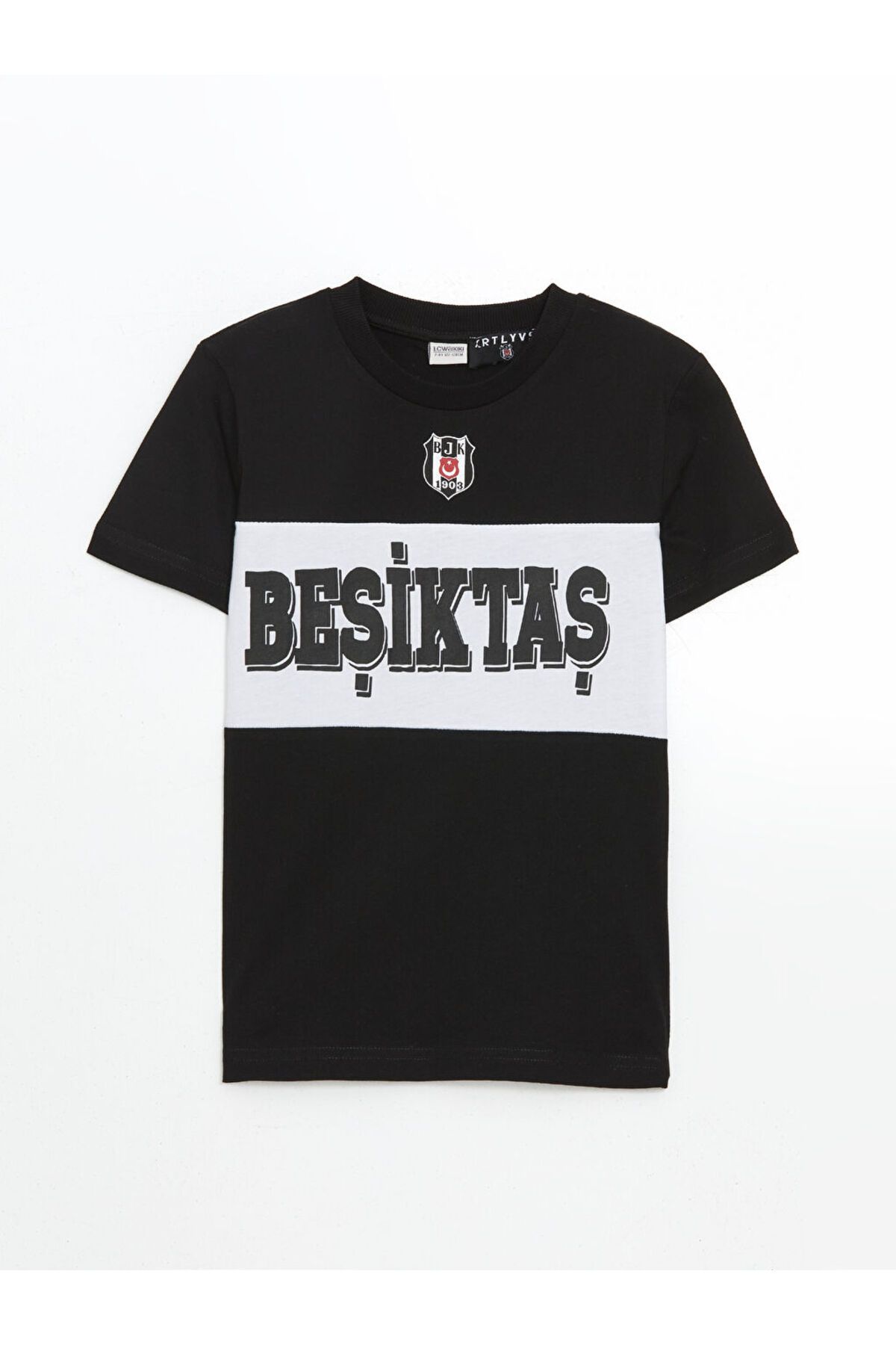 LC Waikiki Yeni Sezon Bisiklet Yaka Besiktas Baskili Erkek Cocuk Tisort - S5DR24Z4