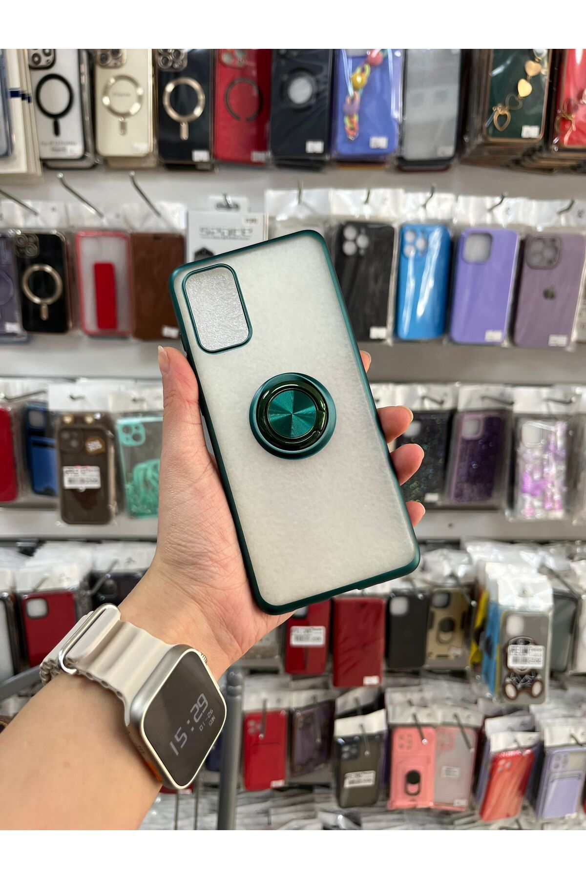 TECNOTREND Galaxy S11 Uyumlu Renkli Çerçeveli Buzlu Yüzüklü Silikon Kılıf