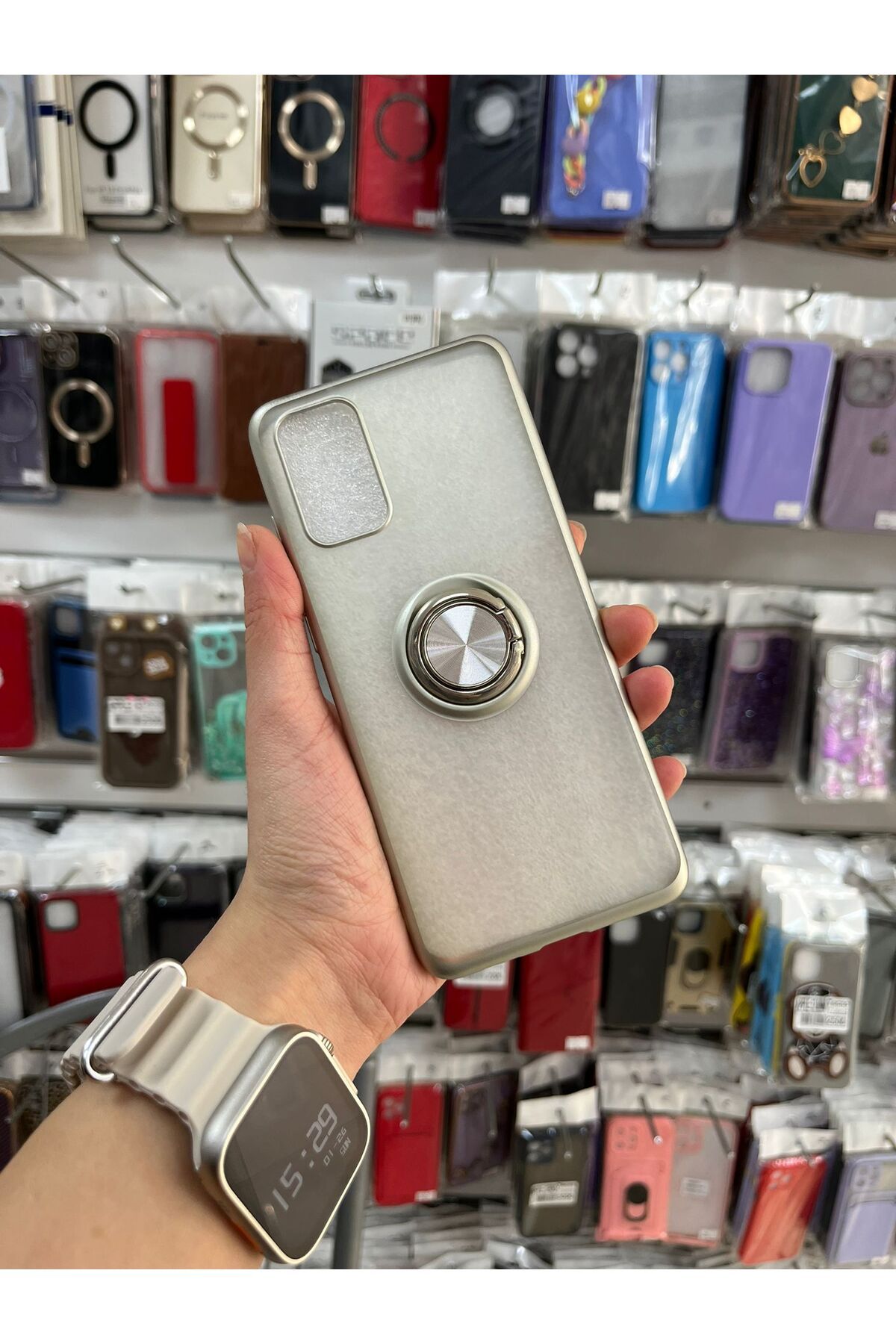 TECNOTREND Galaxy S11 Uyumlu Renkli Çerçeveli Buzlu Yüzüklü Silikon Kılıf