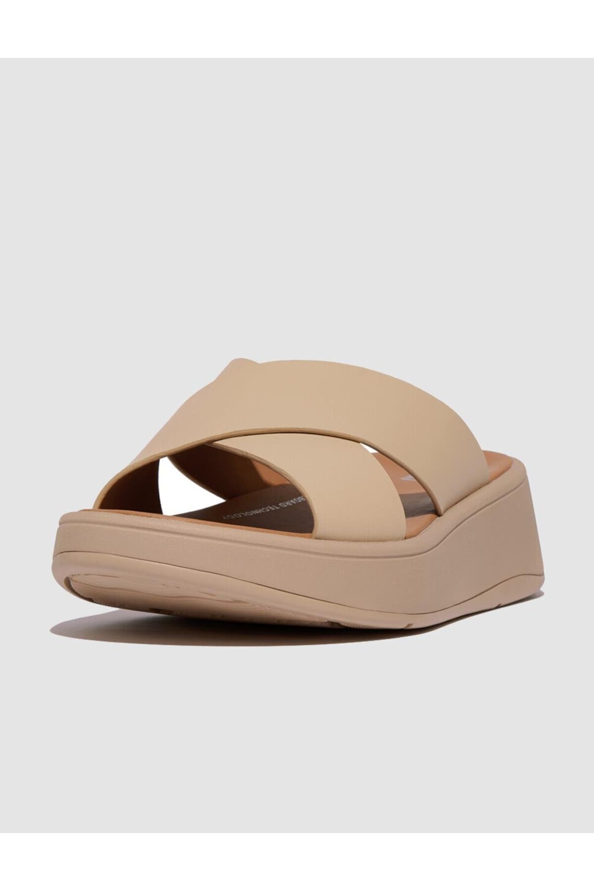 Fitflop-F-Mode Fw5 Genuine Leather Cream Women's Cross Strap Slippers 4