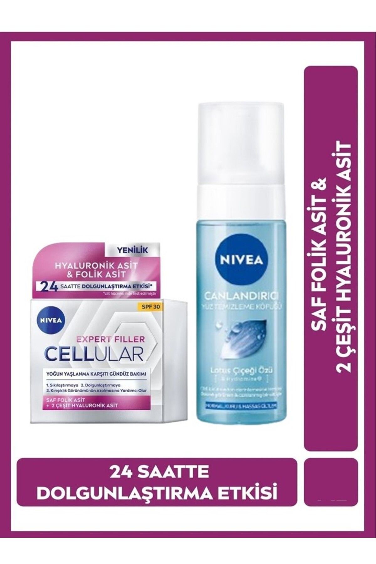 NIVEA Cellular Yaşlanma Karşıtı , Sıkılaştırıcı Gündüz Kremi 50 & Canlandırıcı Yüz Temizleme Köpüğü 150 ml