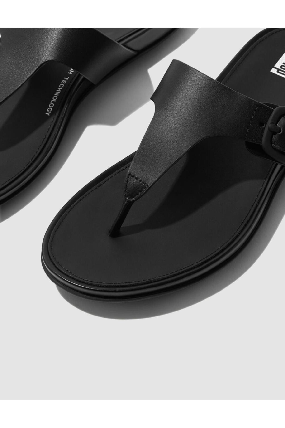 Fitflop-Women Slip On Leather Sandals, Black 3
