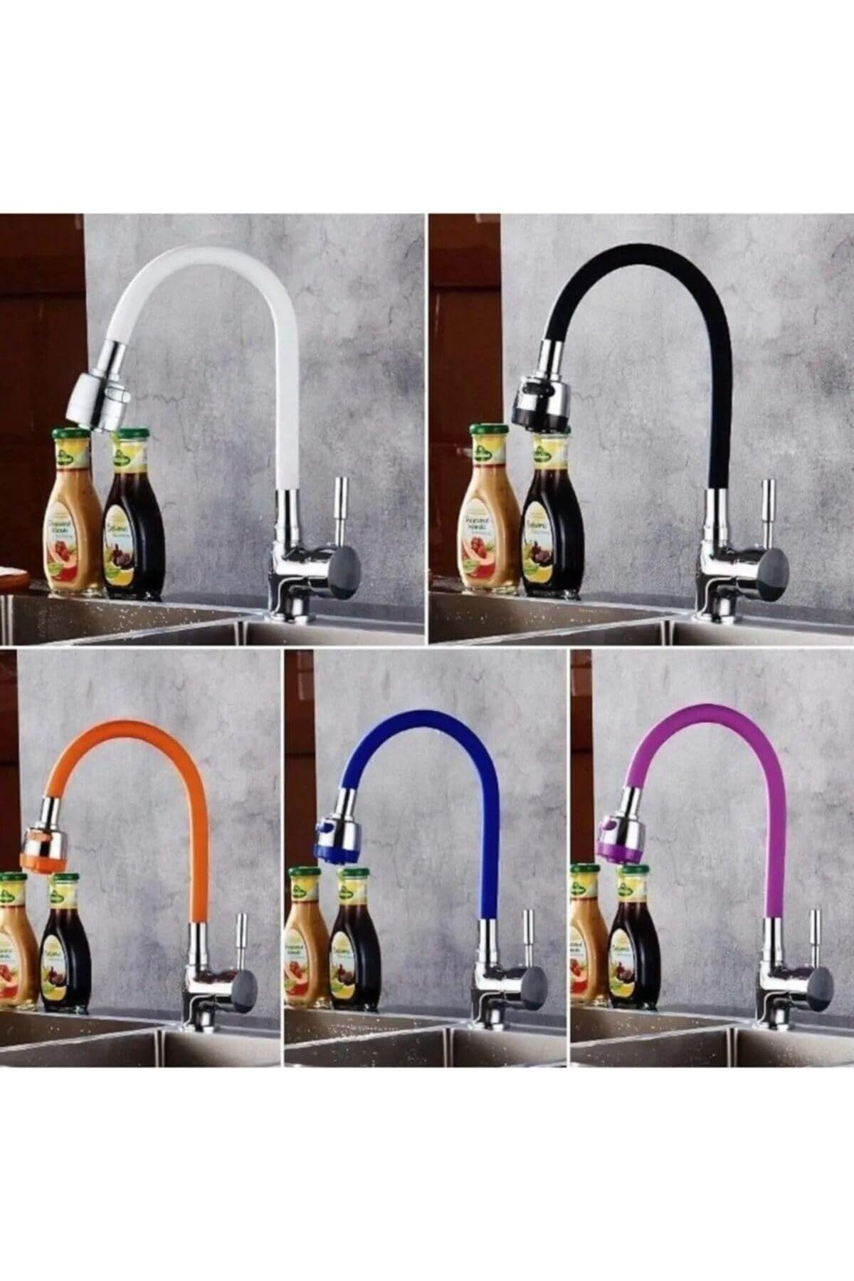 STOREMAX mrttnca Oynar Başlıklı Spiral Renkli Kubar Lavabo, Mutfak Esnek Musluk Borusu Silikon Musluk Baş