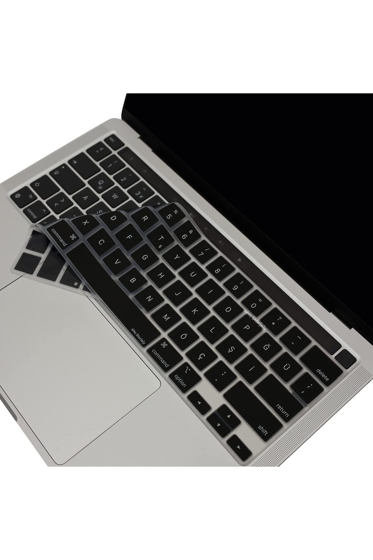 yenibagshop Macbook Pro Klavye Koruyucu 13inç M1-M2 (US to TR) Touchbarlı A2338 A2289 A2251 A2141 Uyumlu Siyah