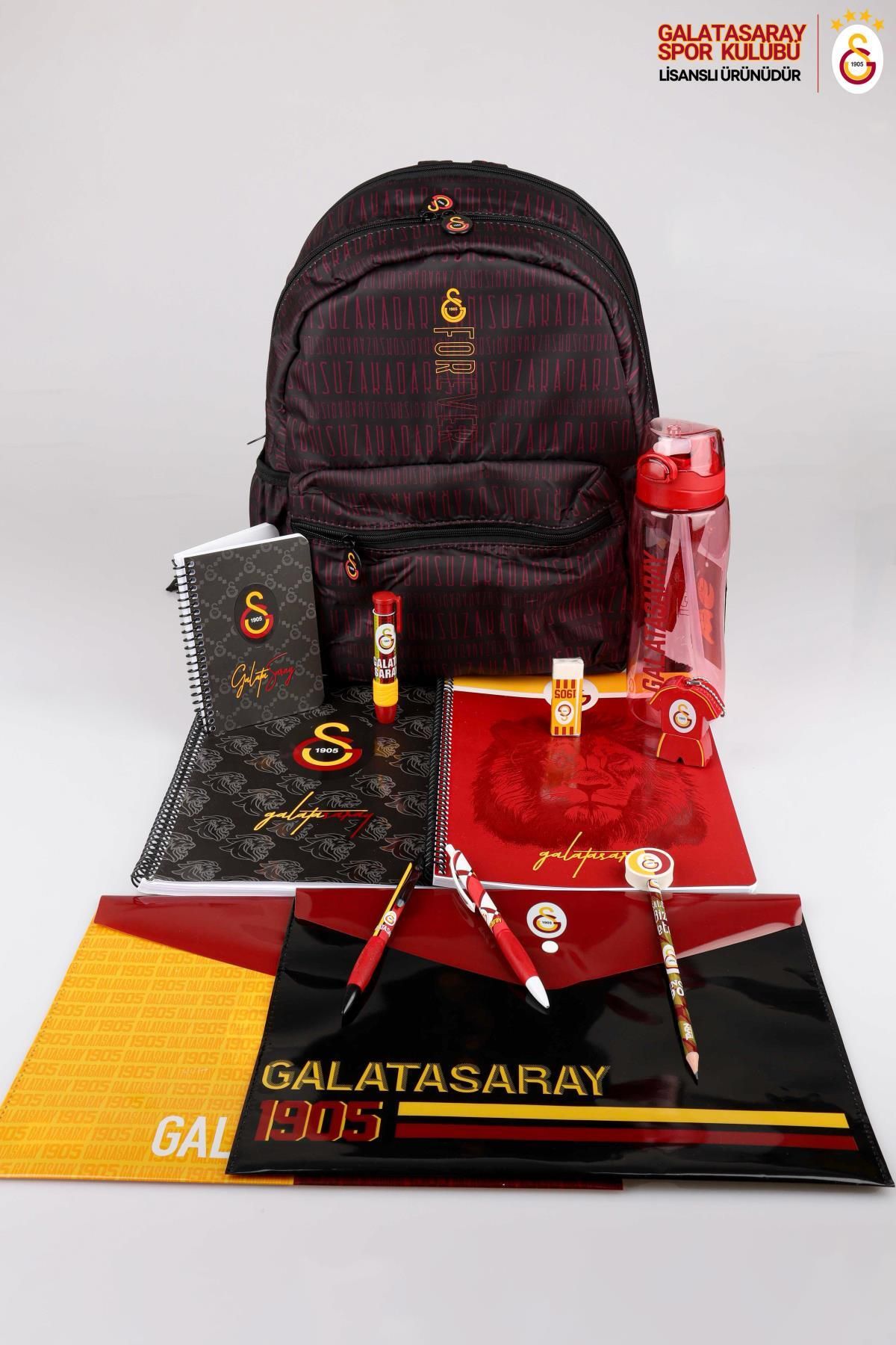 Galatasaray DEKOMUS İLE YENİ SEZON LİSANSLI GALATASARAY BÜYÜK BOY OKUL ÇANTASI,700 ML MATARA İLE KIRTASİYE SETİ