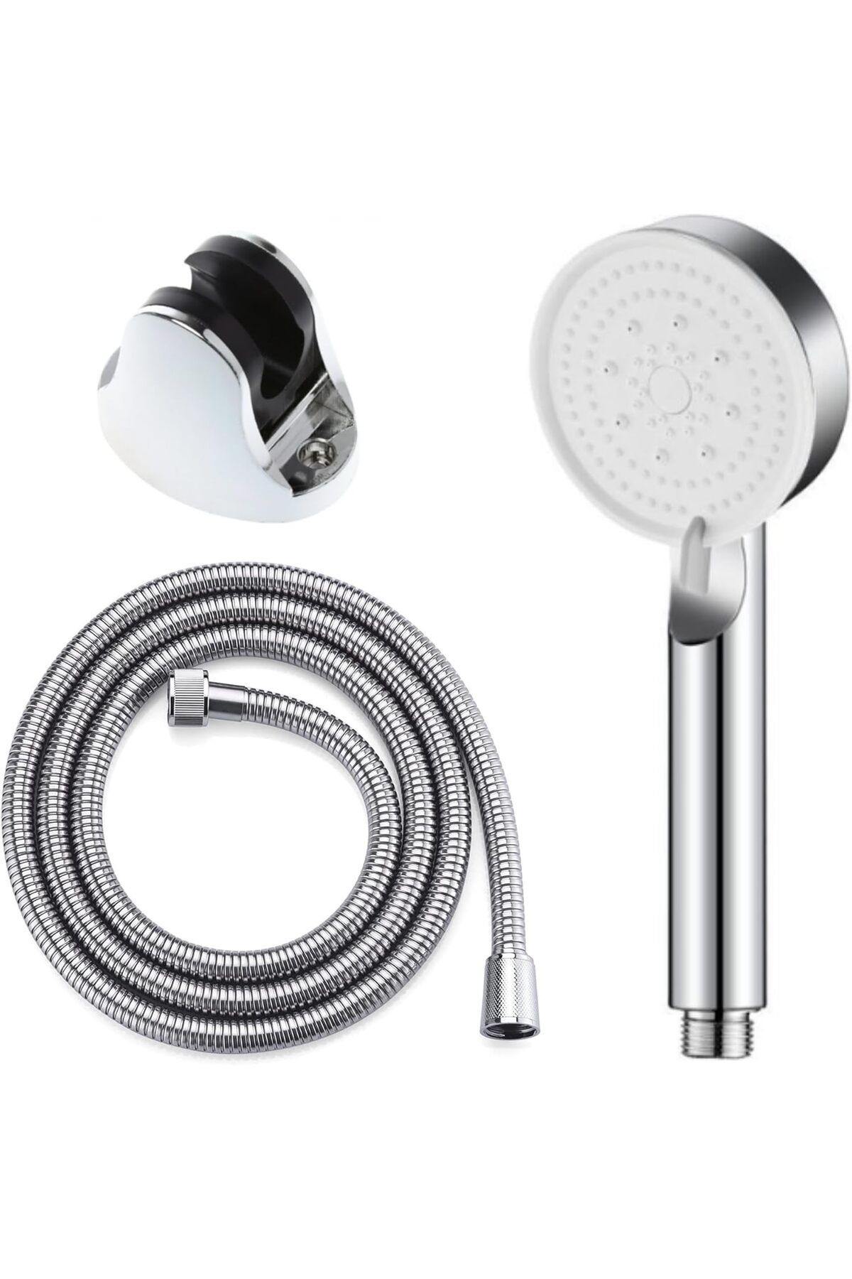 STOREMAX mrttnca Glee Turbo 5 Fonksiyonlu Mafsallı Duş Seti - Örgülü Hortum ve Askılık (BEYAZ) trndymr