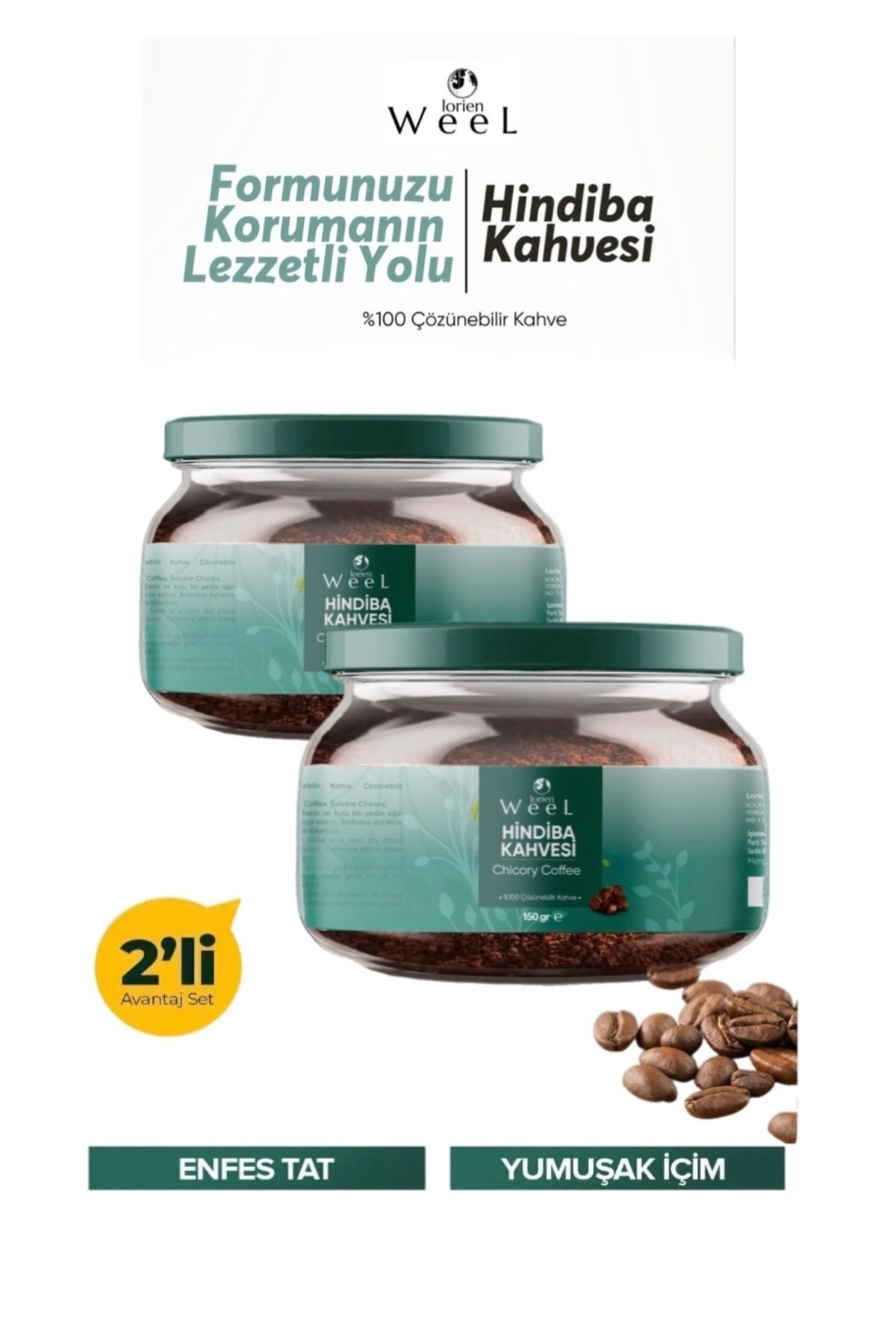 Lorien Weel 2 Adet (Karahindiba) Hindiba Kahvesi Detox Kahve Granül Kahve İnulin Prebiyotik 2x 150 gr