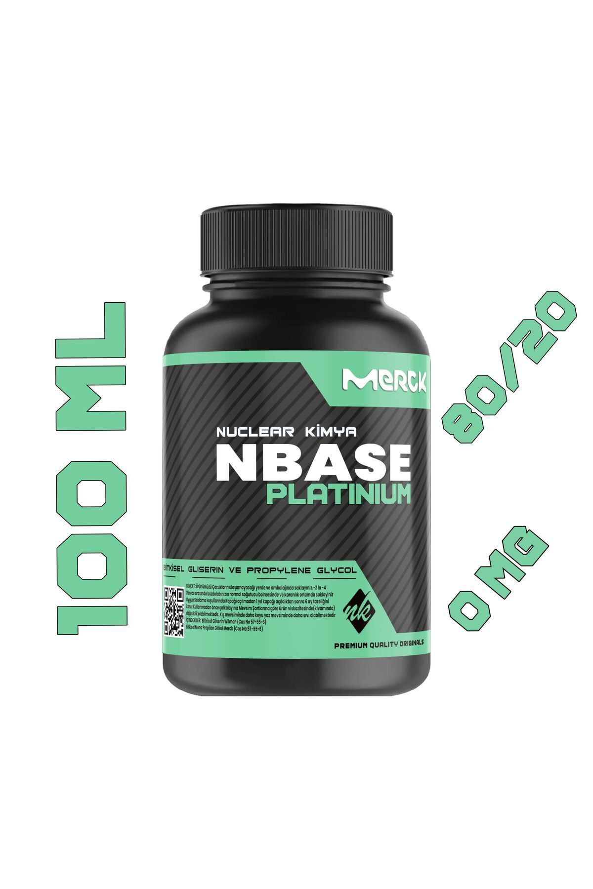 nuclear kimya Platinium Base 100 ml Vg Pg 80-20 0 Mg Sertlik Oranı Gliserin Propilen Glikol Base