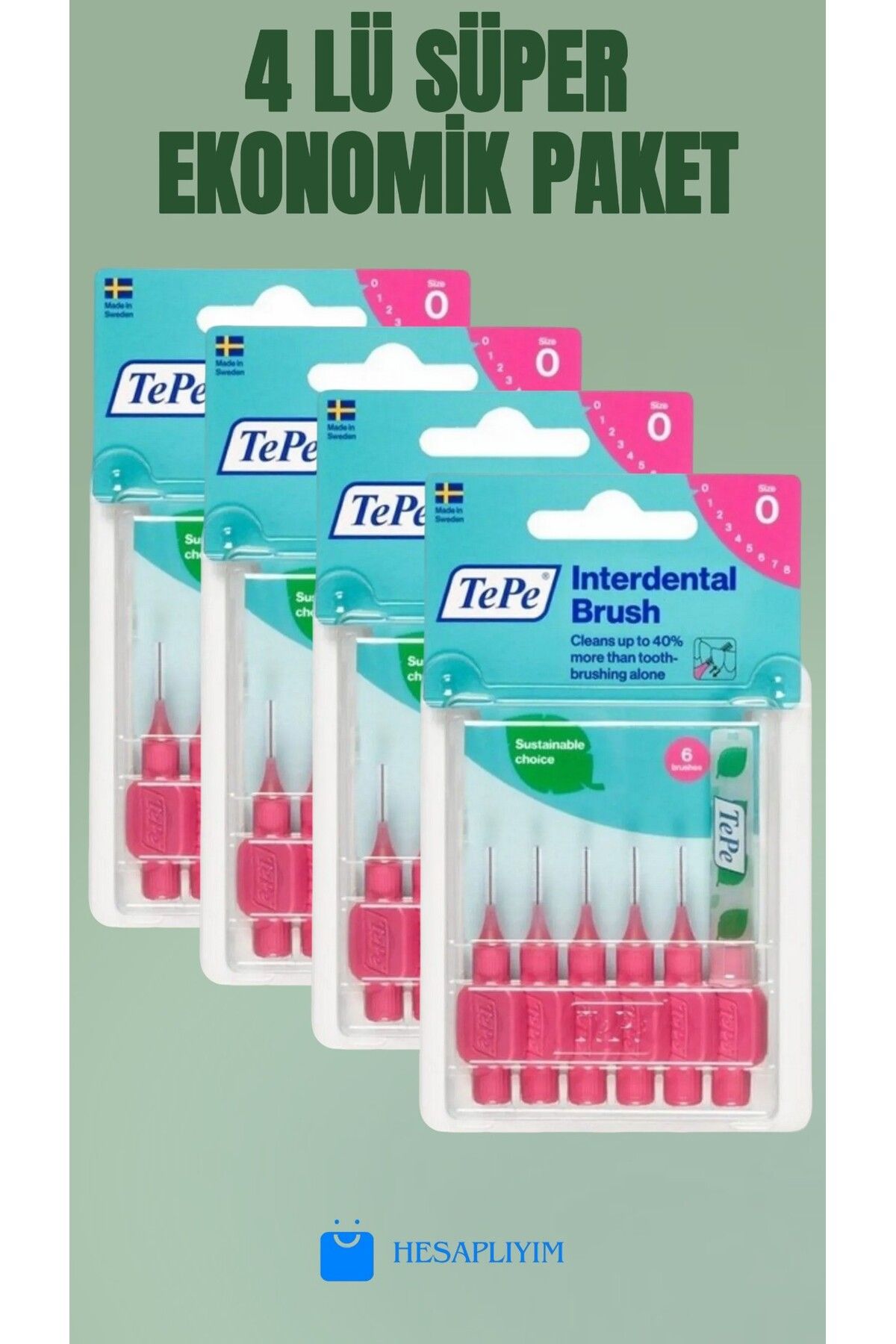 TePe Interdental Brush Arayüz Fırçası Pembe 0.4 Mm 6 Lı- 4 Lü süper ekonomik paket