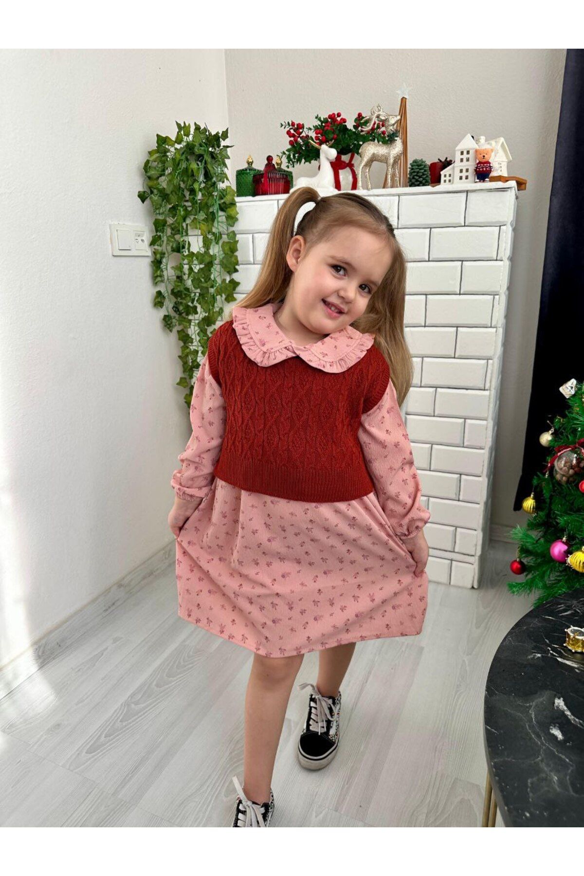 inMini-Girl's Floral Dress - Baby Collar Design with Pullover |   For Stylish and Comfortable Wear 4