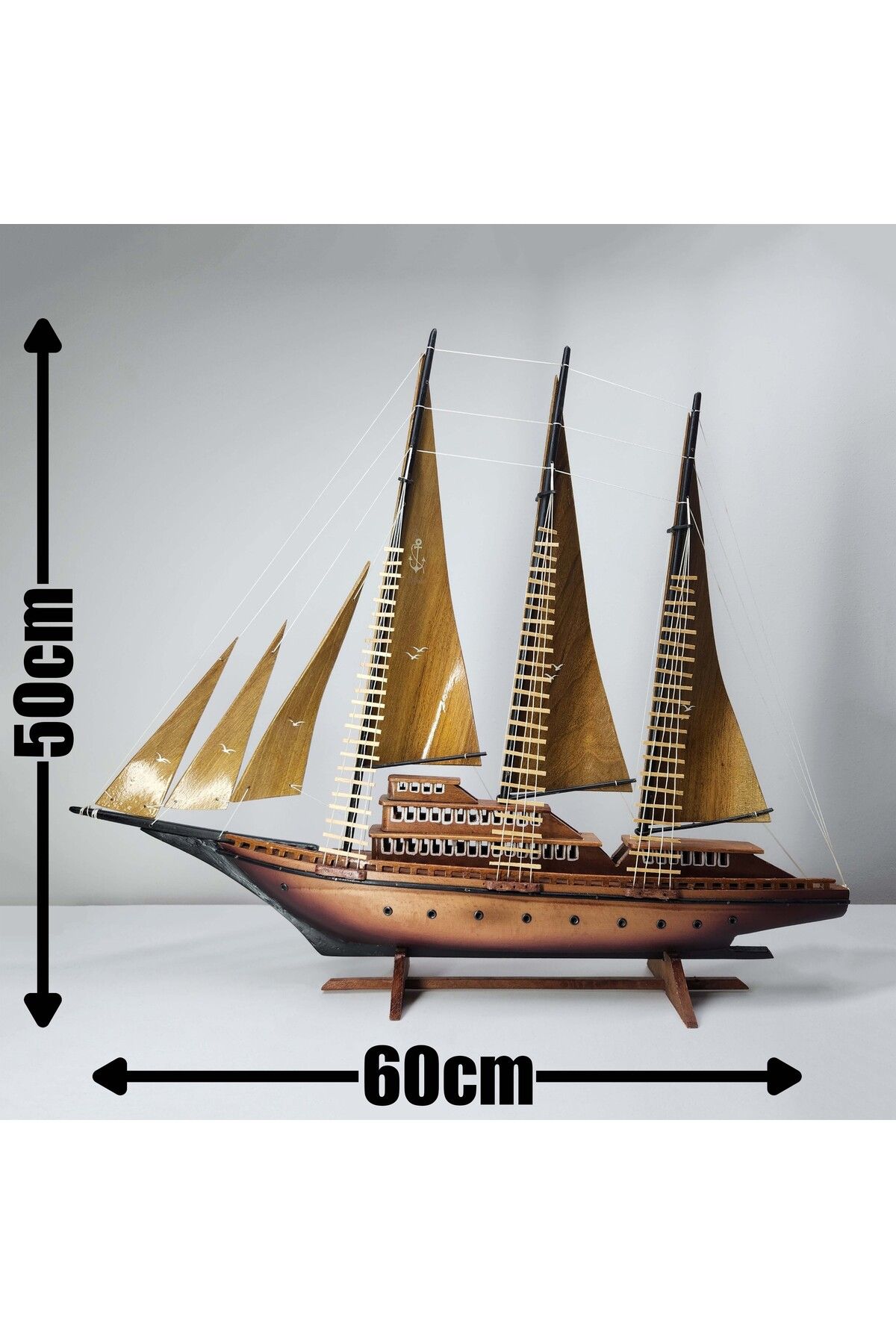 Tekne Evi Ahşap Yelkenli Büyük Boy Gemi Maketi