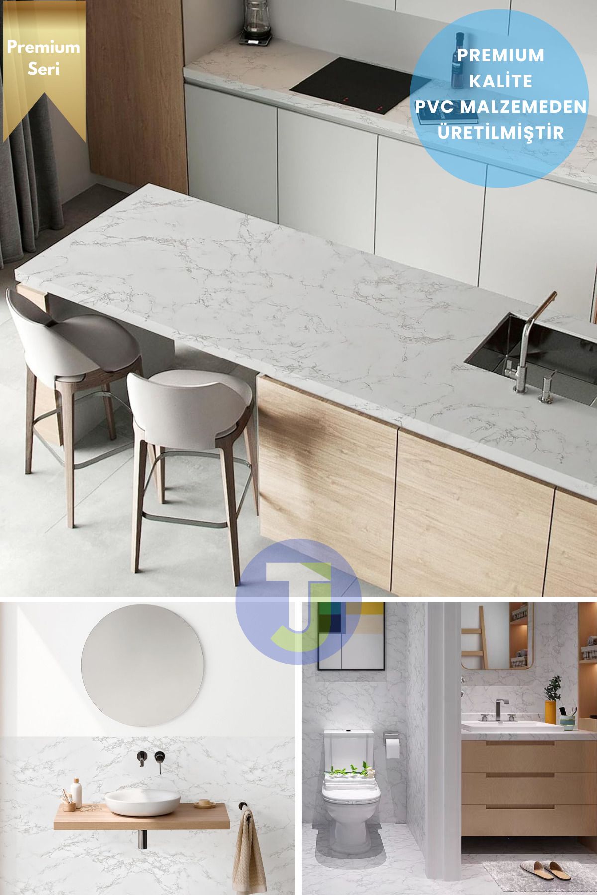 Technojet-Self Adhesive Marble Pattern Premium Floor Kitchen Wall Cabinet Table Covering 60Cmx100Cm 8