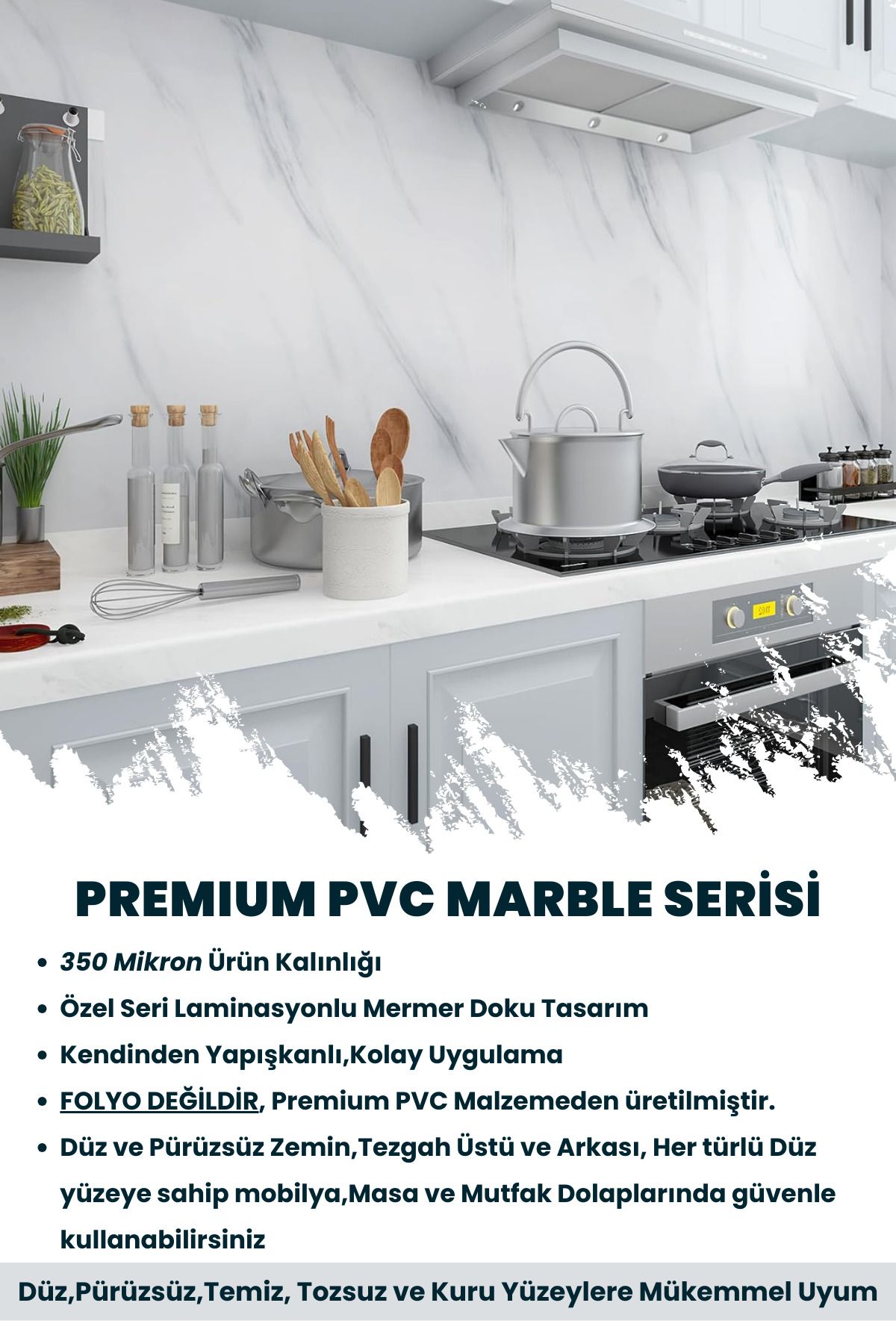 Technojet-Premium Marble Pattern Adhesive Floor - Kitchen, Cabinet, Table Finish 60Cmx300Cm 5