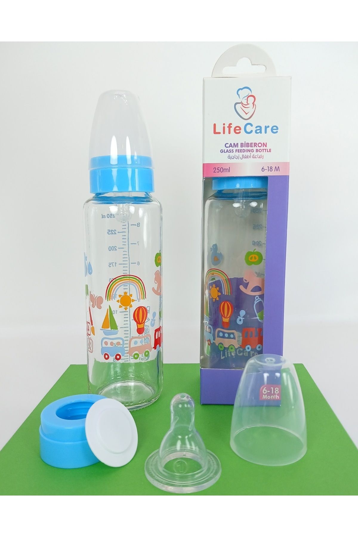 Life Care Cam Biberon 250ml mavi