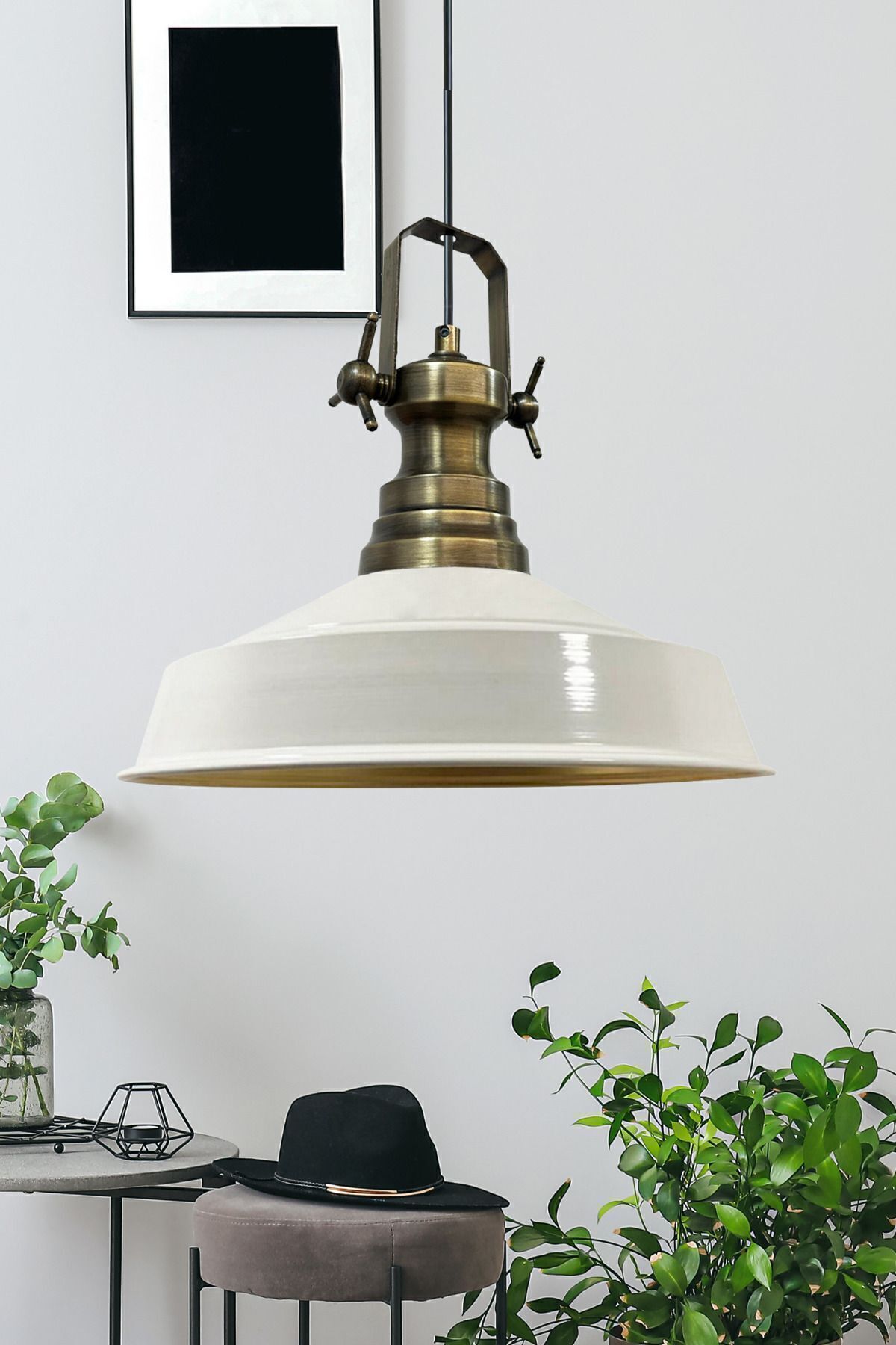 Bamyum-Neo-Asletl Industrial Vintage Hängelampe 40 cm, Weiß Metall Pendelleuchte 2