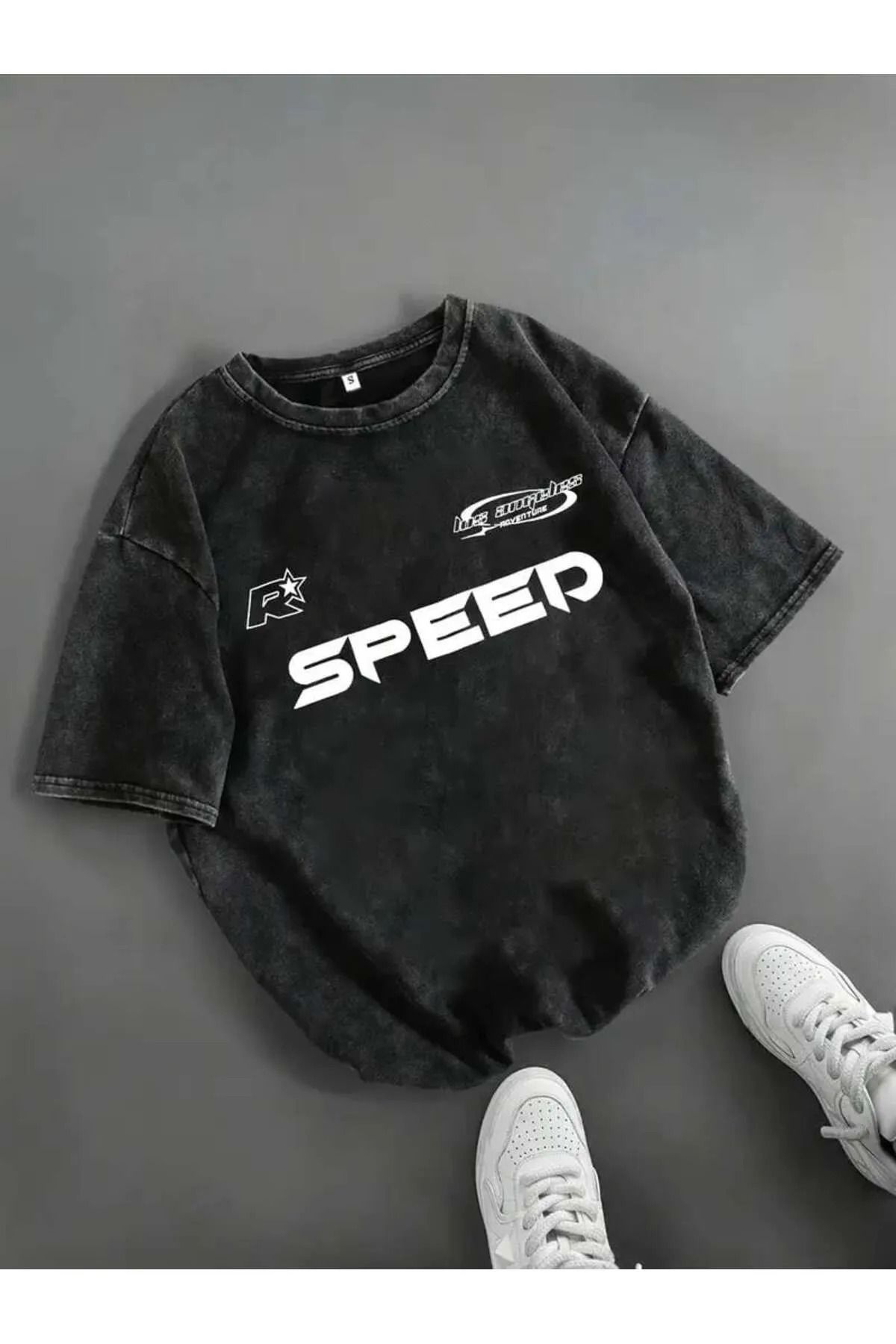 Gofeel Yıkamalı Speed Oversize Vintage T-shirt