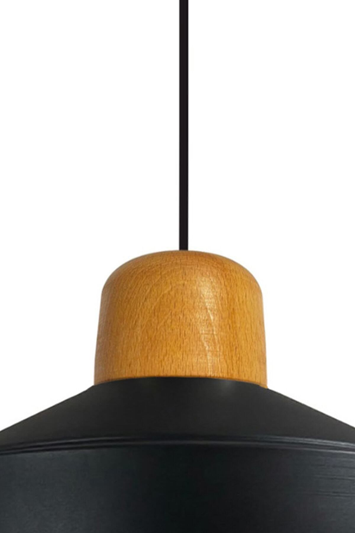Bamyum-Asletl-Holz Industrial Vintage Hängelampe  40 cm, Schwarz Metall Pendelleuchte 3